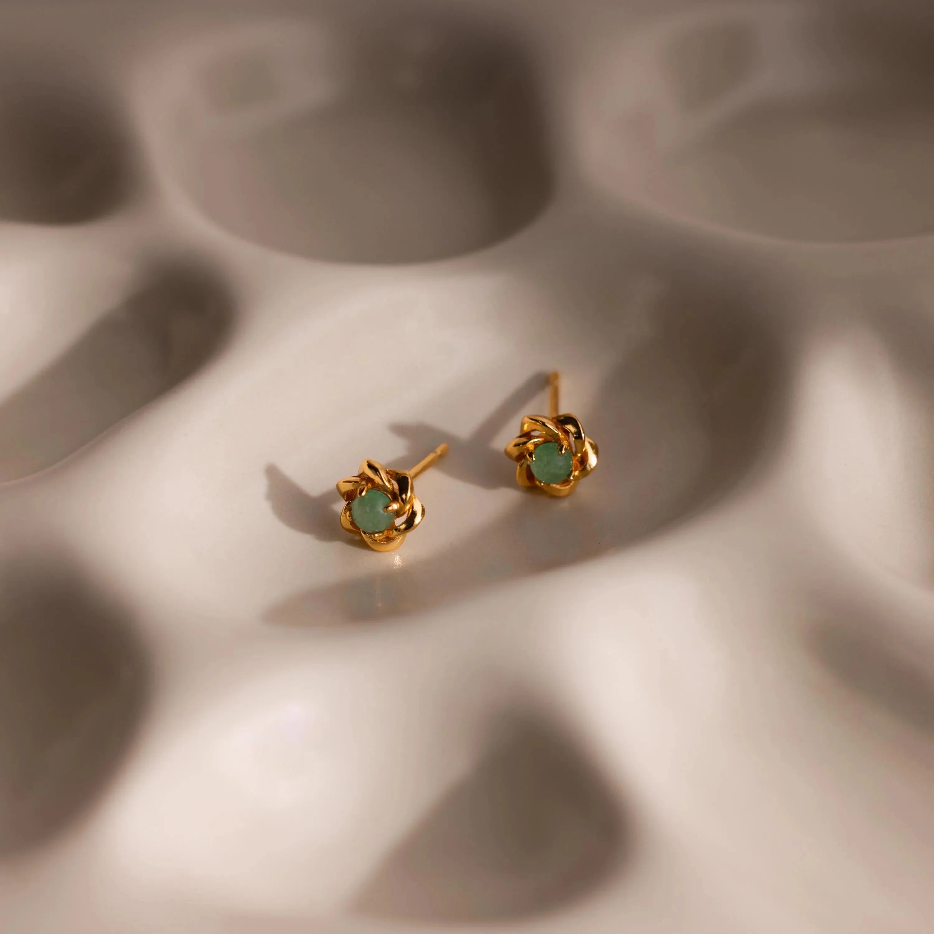 Mini Jade Flower Studs - Image 7