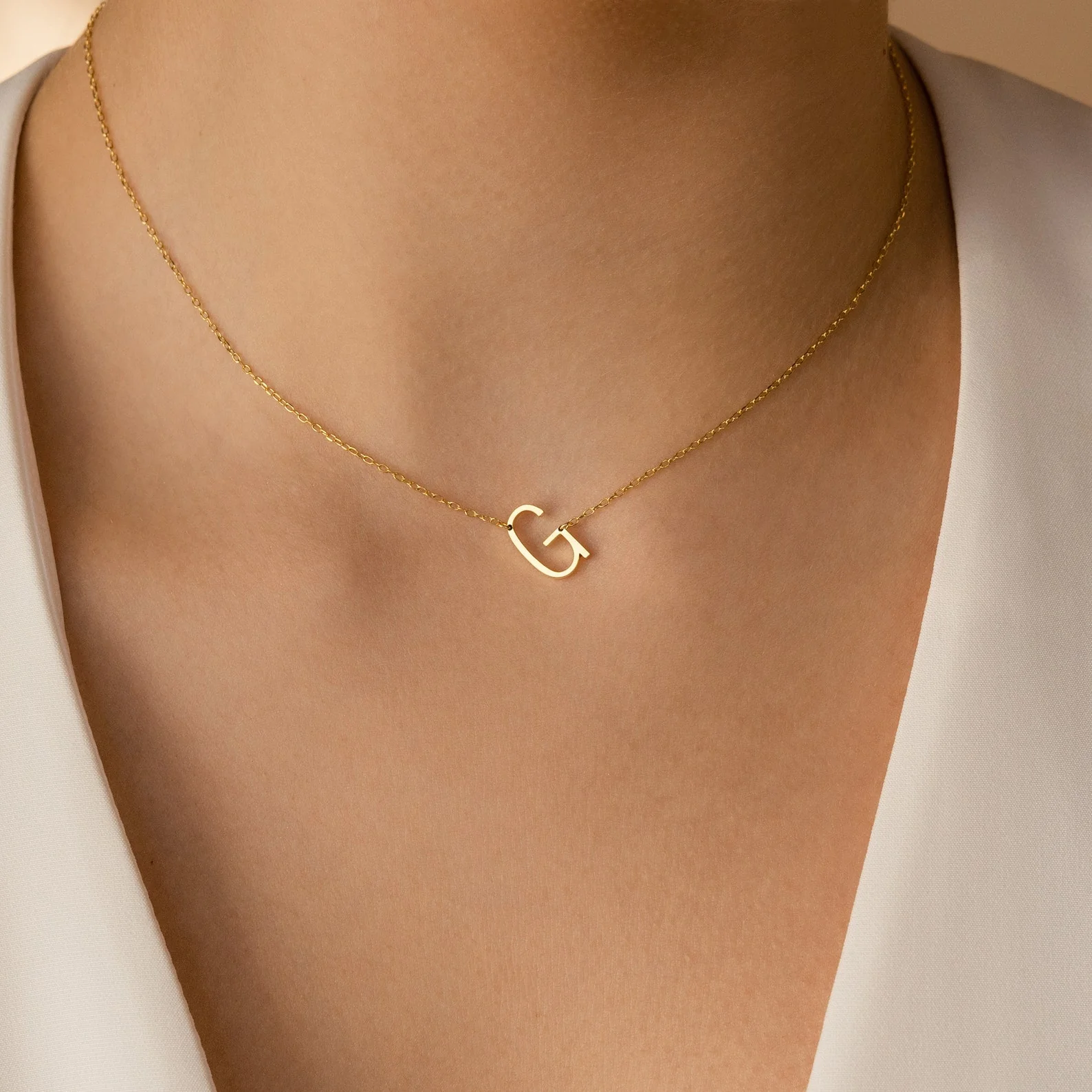 Mini Sideways Initial Necklace - Image 2