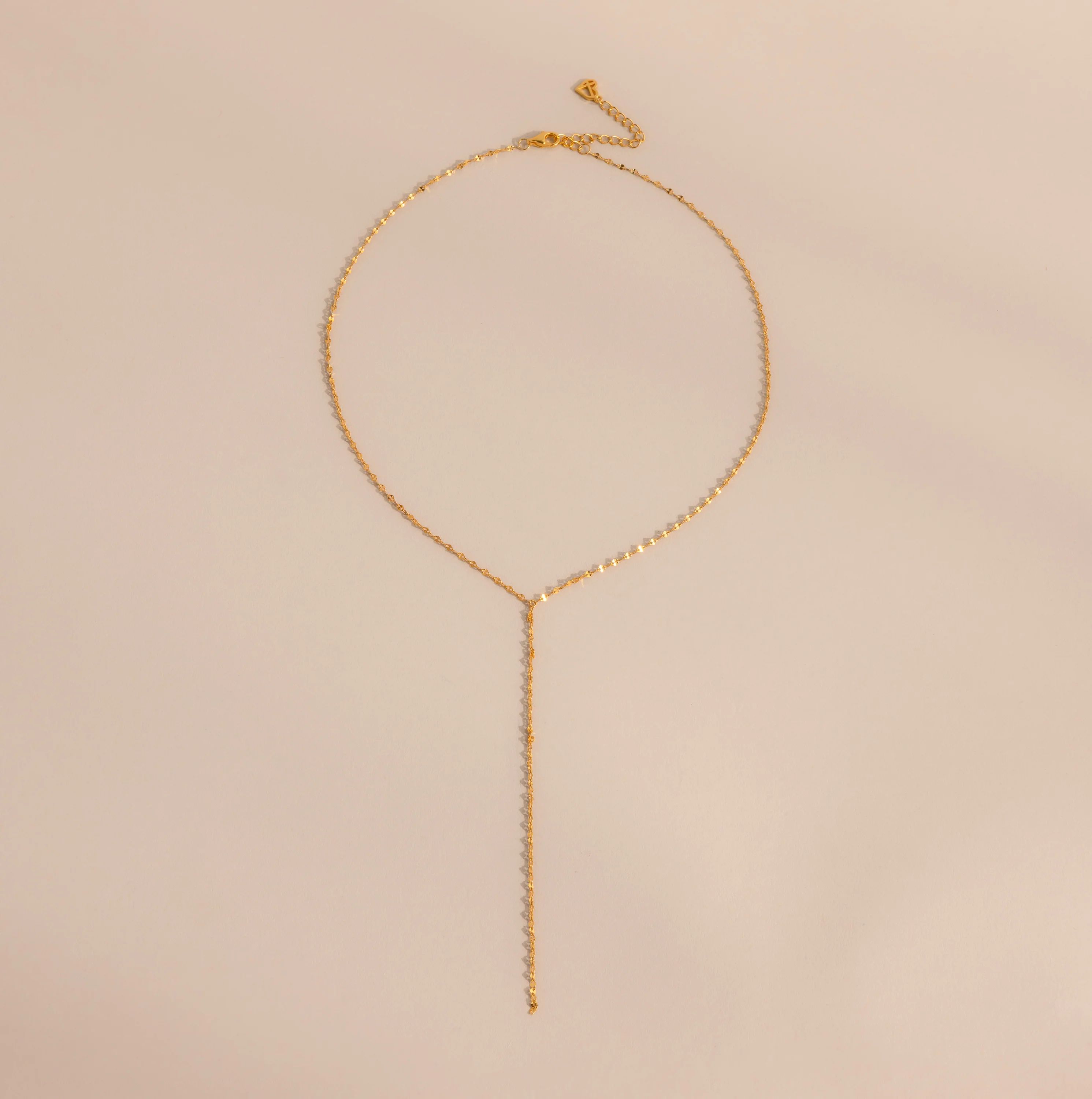 Mirror Chain Lariat Necklace in 18K Gold - Image 2