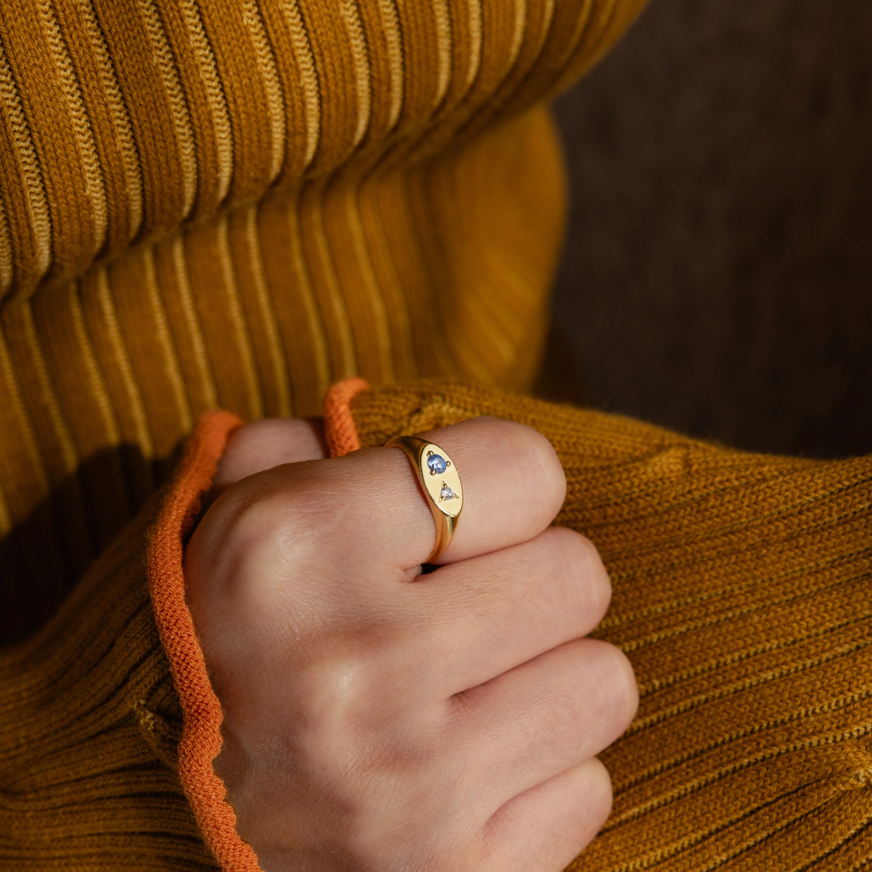 Mixed Birthstone Signet Ring - Image 2