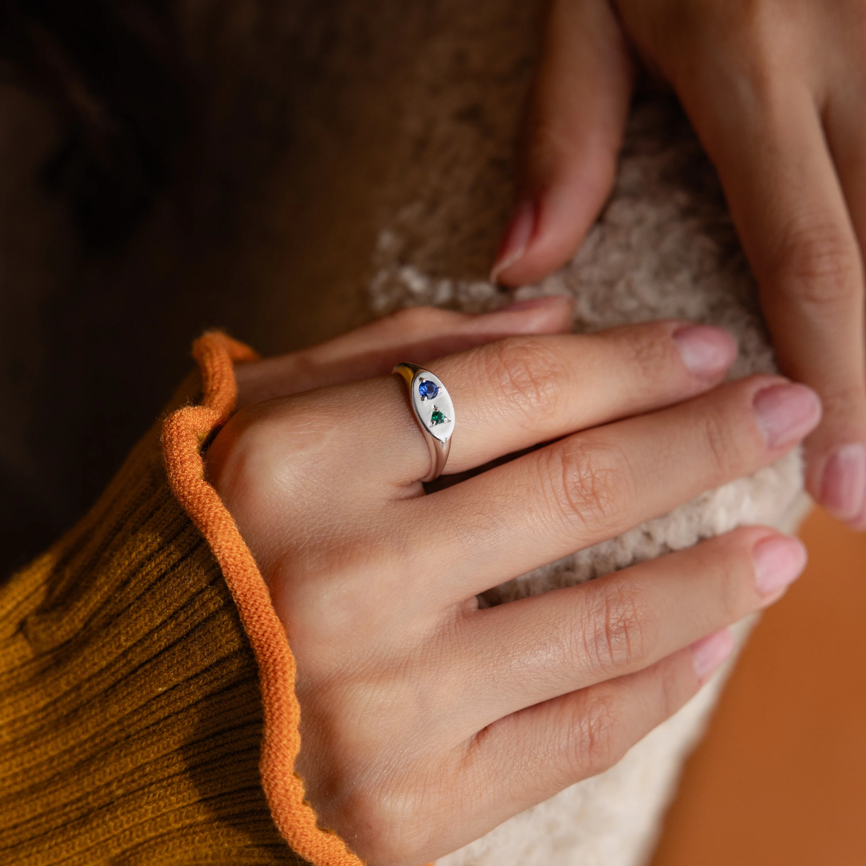 Mixed Birthstone Signet Ring - Image 7
