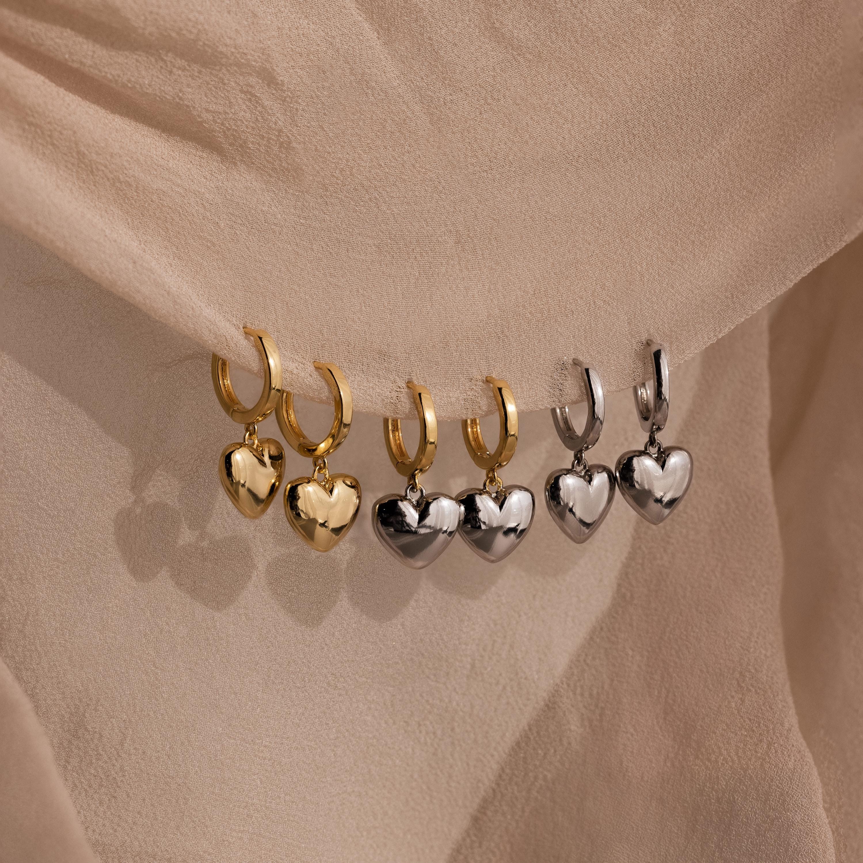 Mixed Metal Heart Huggies - Image 7