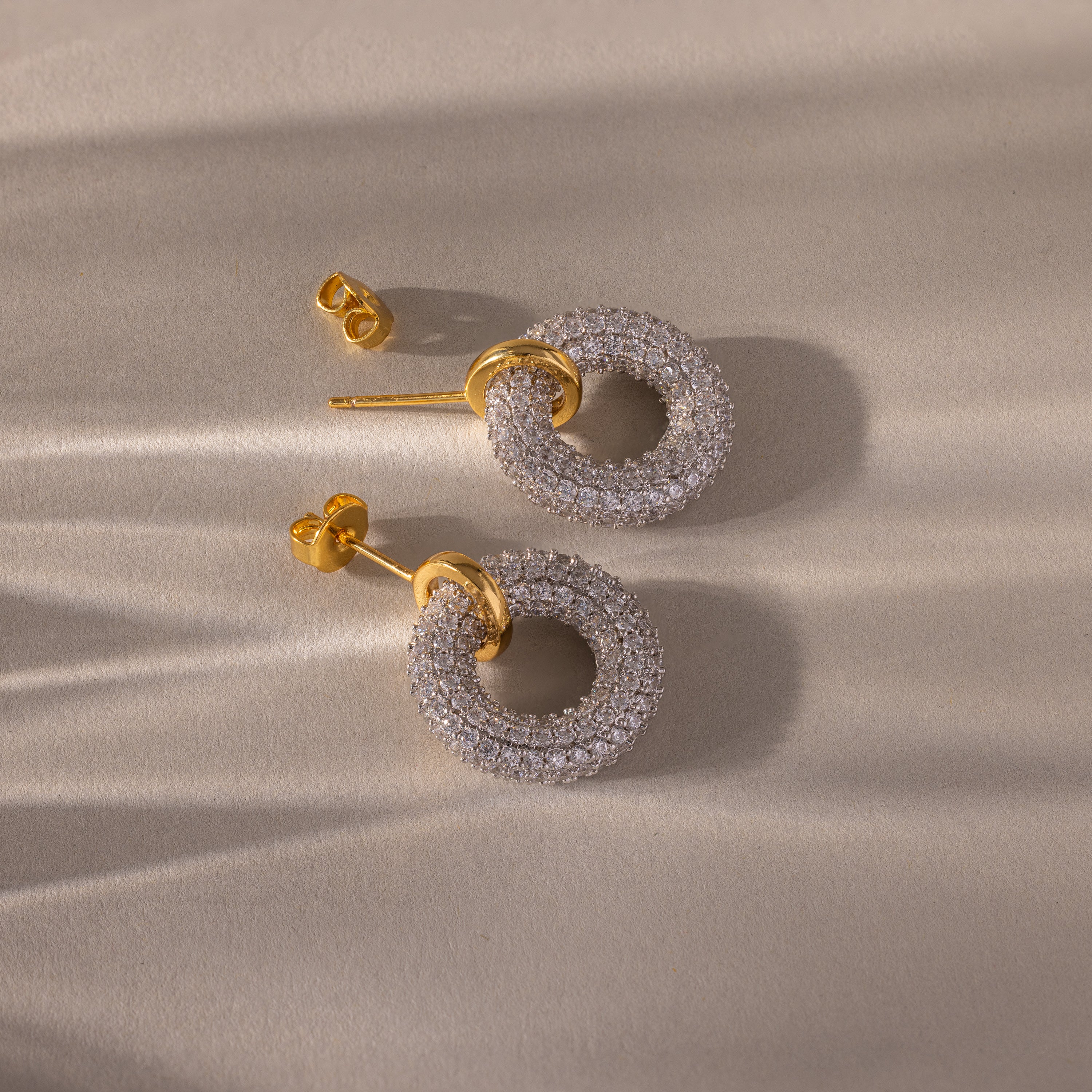 Mixed Metal Pave Circle Studs - Image 5