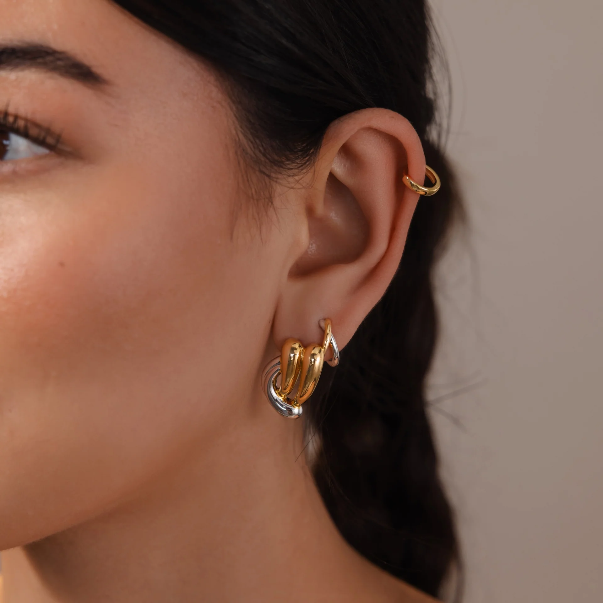 Mixed Metal Raindrop Studs - Image 4