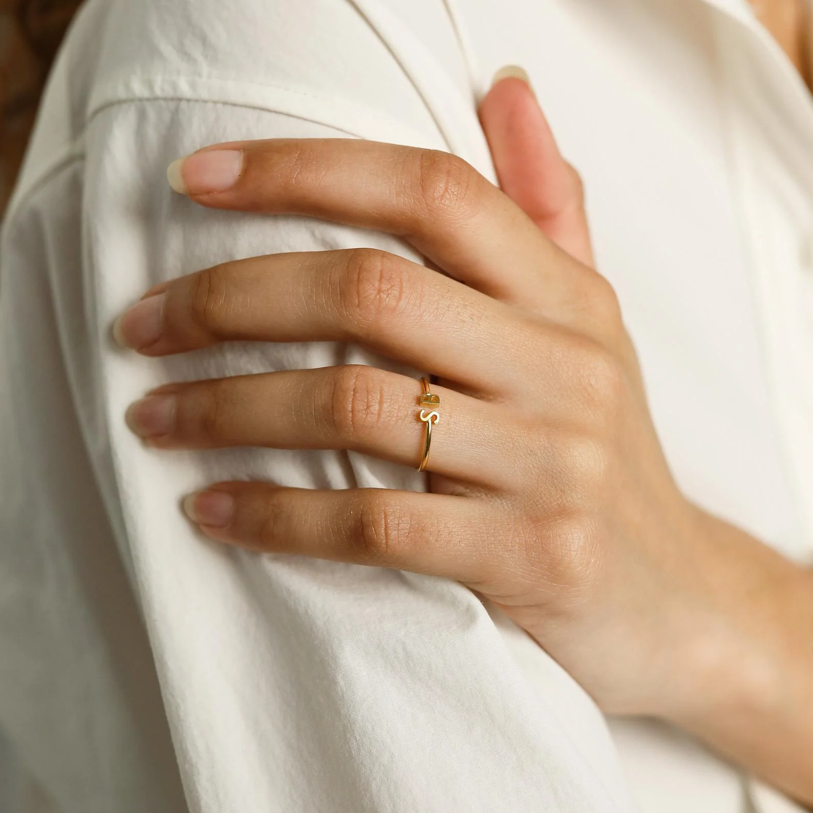 Modern Duo Initial Ring - Image 3