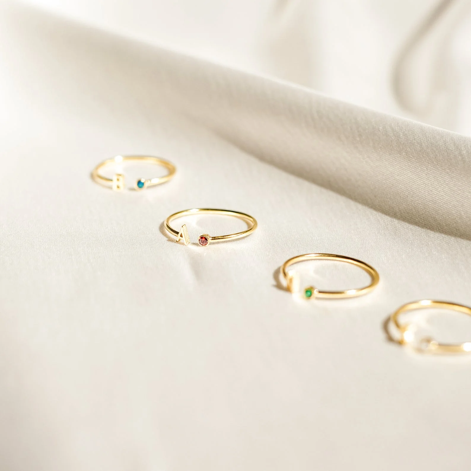 Modern Initial Birthstone Ring - Image 4