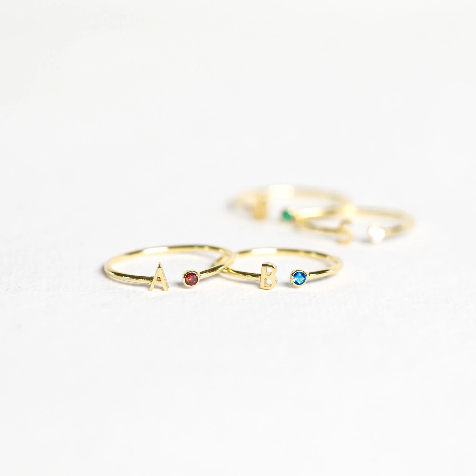 Modern Initial Birthstone Ring - Image 5