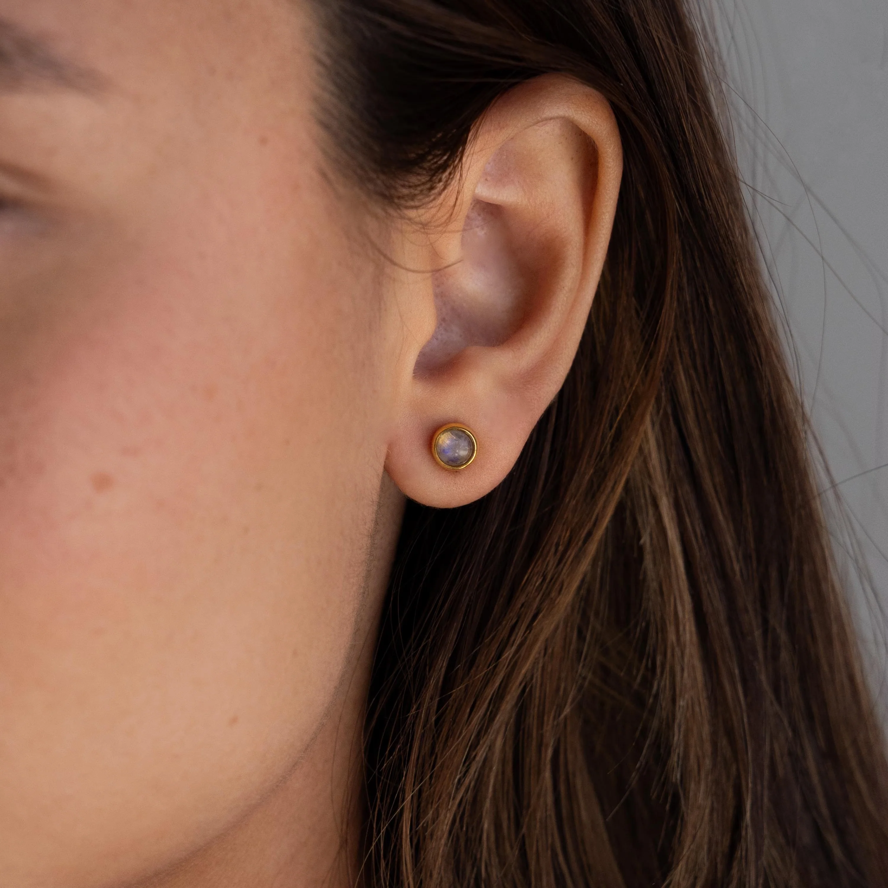 Moonstone Bezel Studs