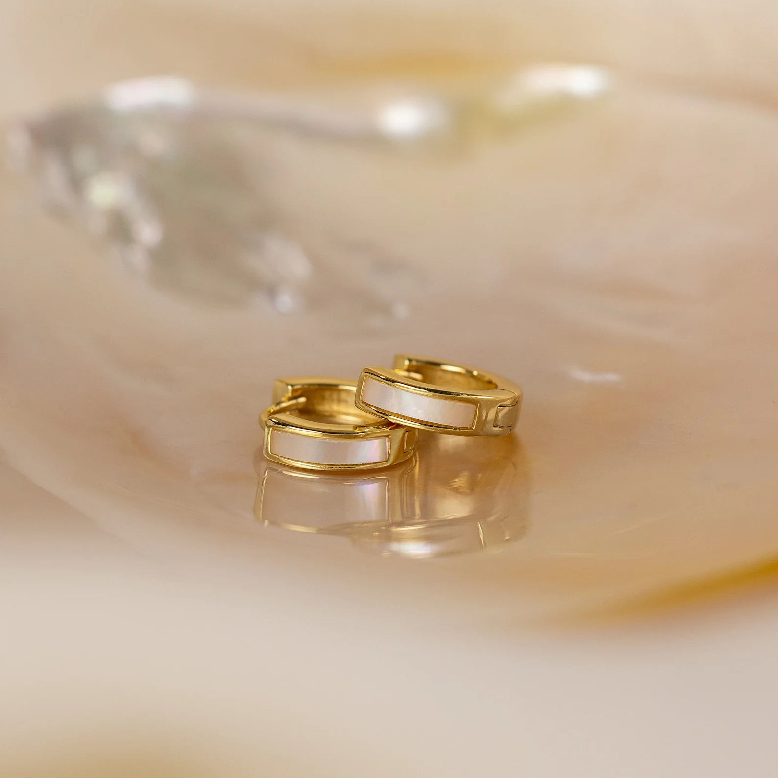 Mother of Pearl Inlay Huggies - Image 3