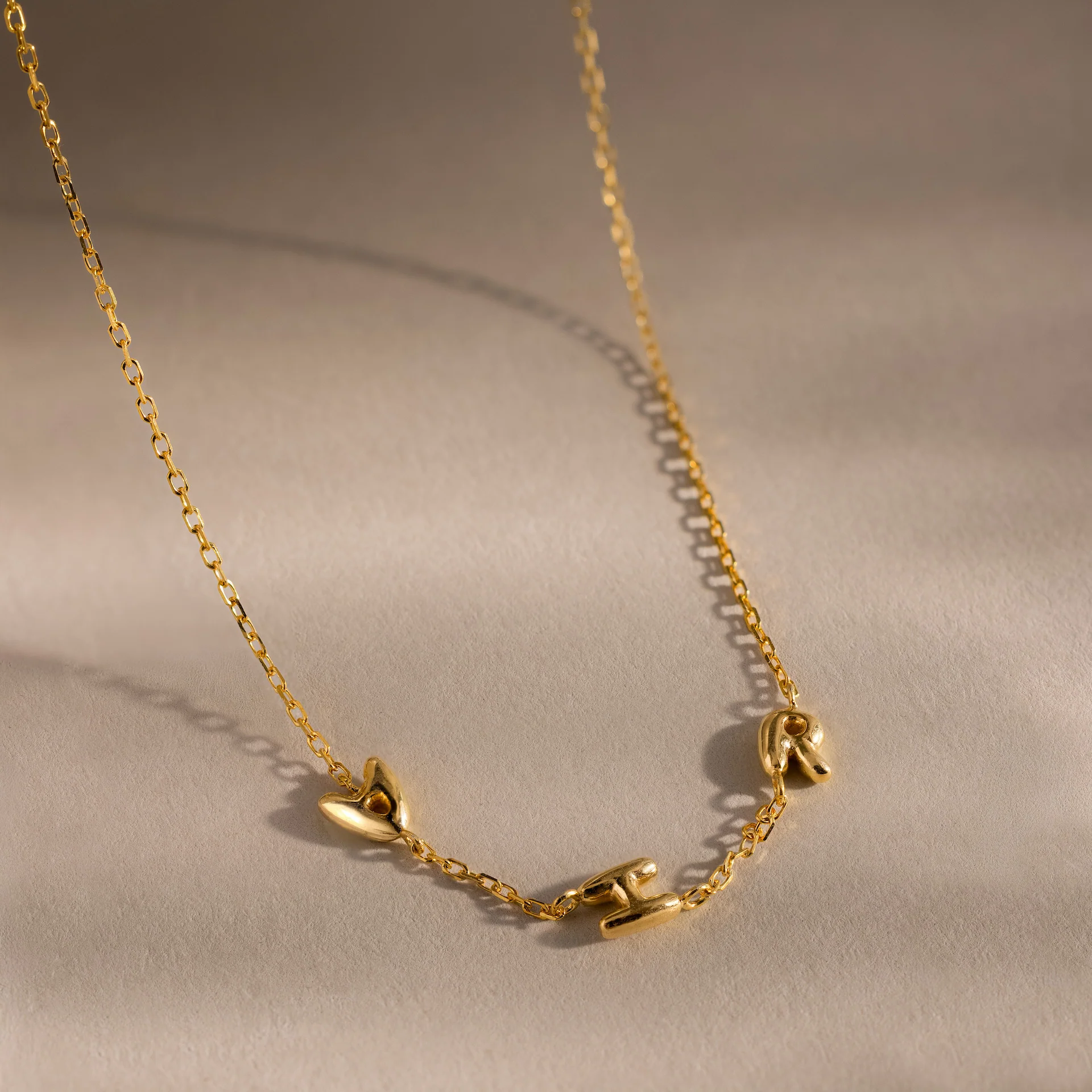 Multiple Bubble Letter Necklace in 18K Gold - Image 5
