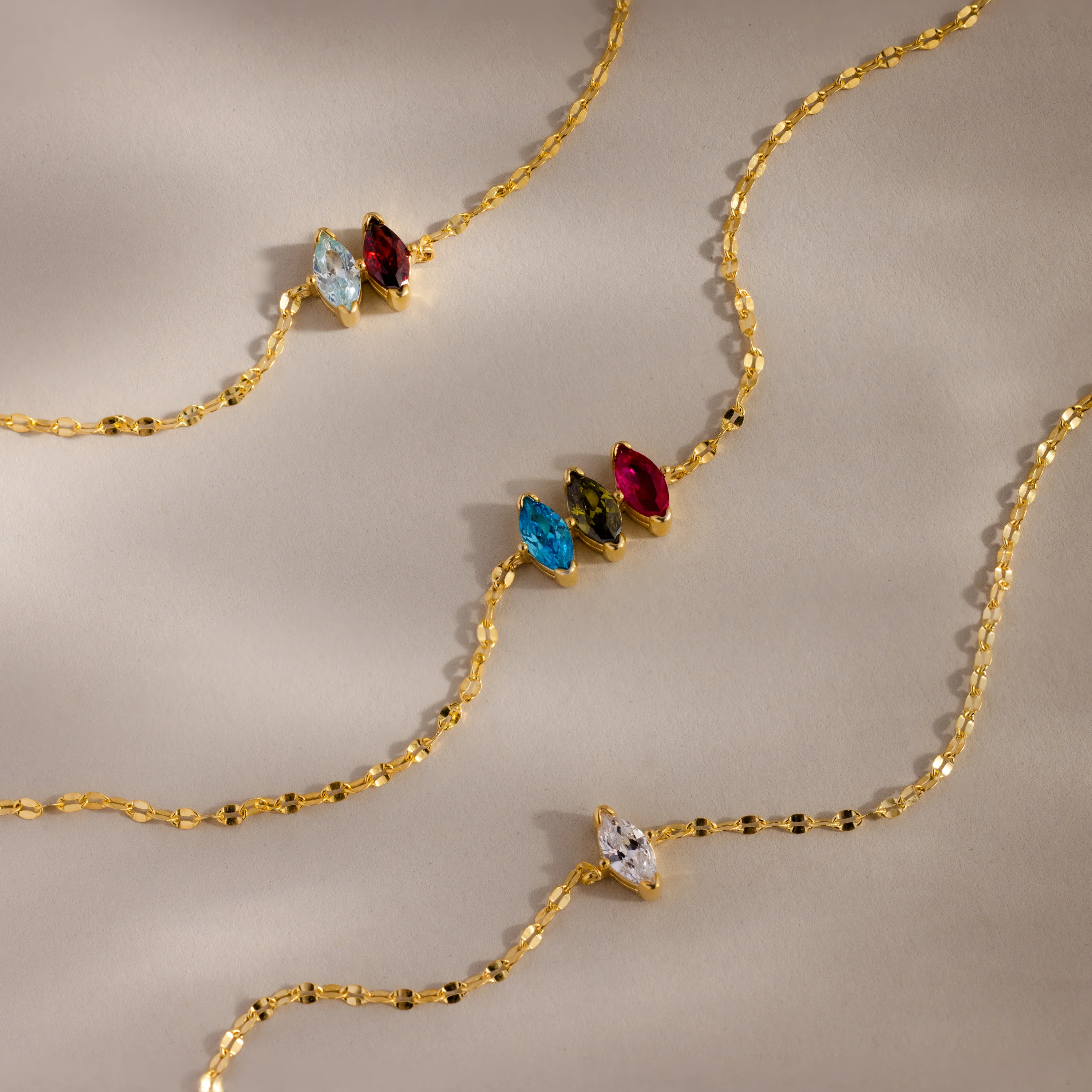 Multiple Marquise Birthstone Bracelet in 18K Gold