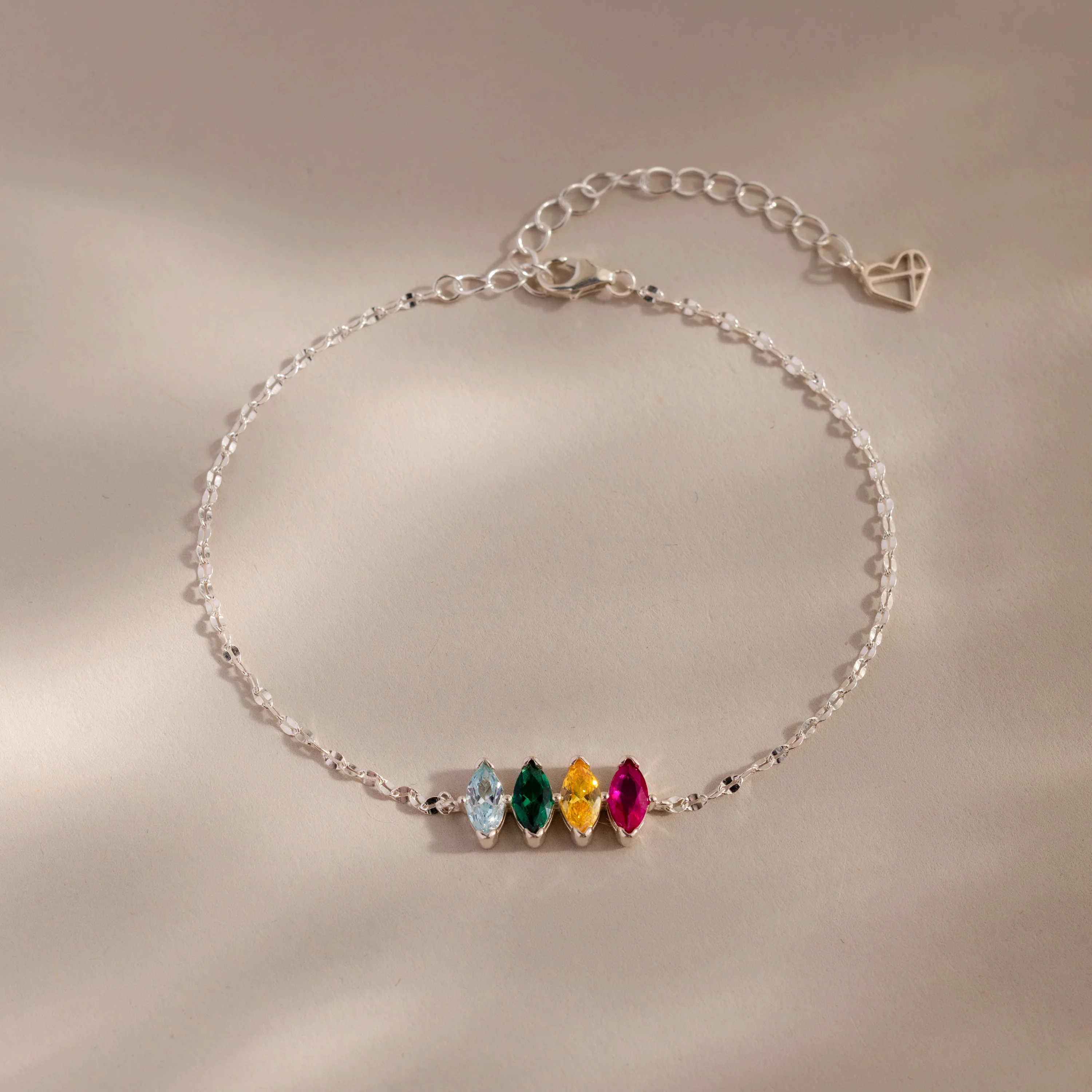 Multiple Marquise Birthstone Bracelet in Silver