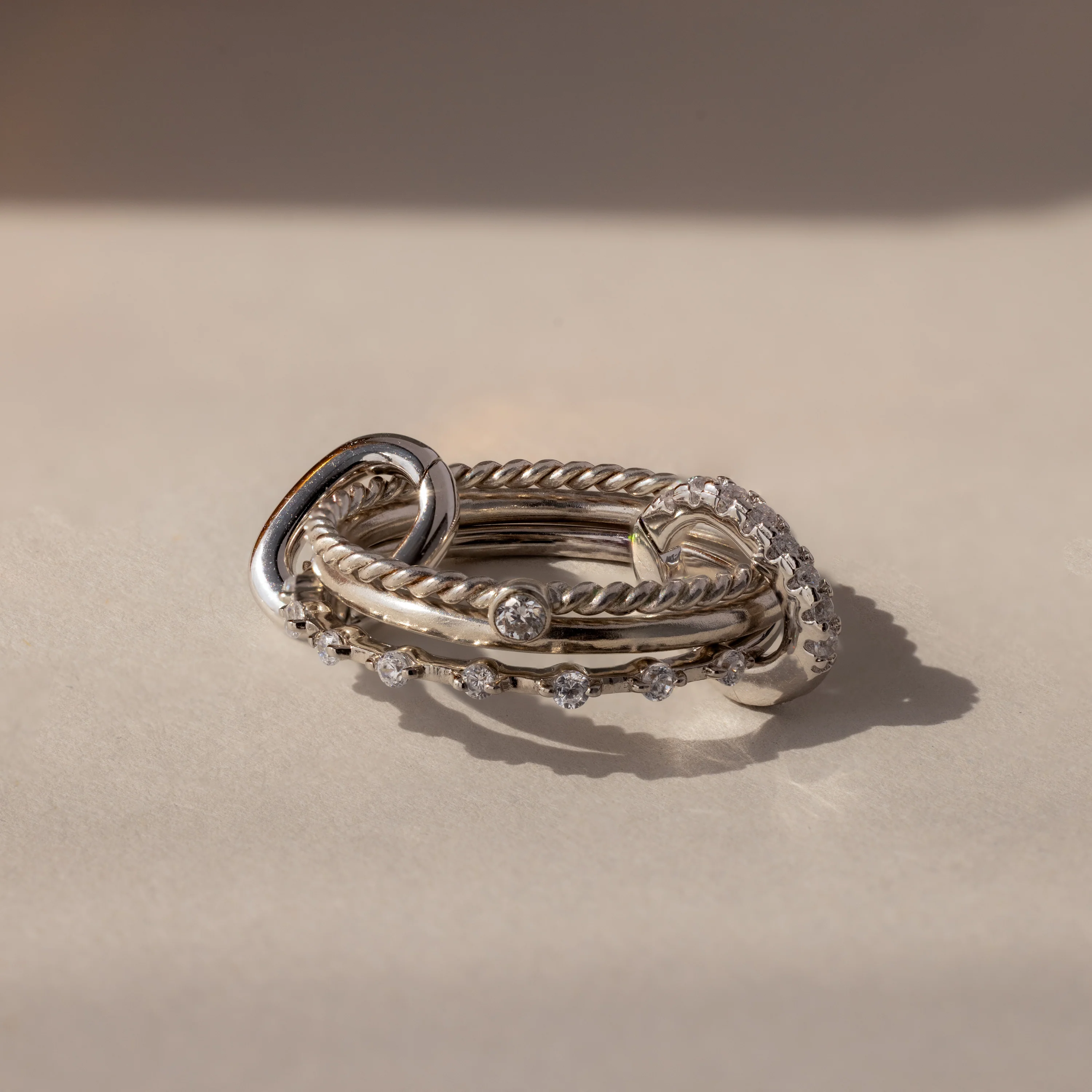 Multipurpose Pave Ring Lock Set in Silver - Image 4