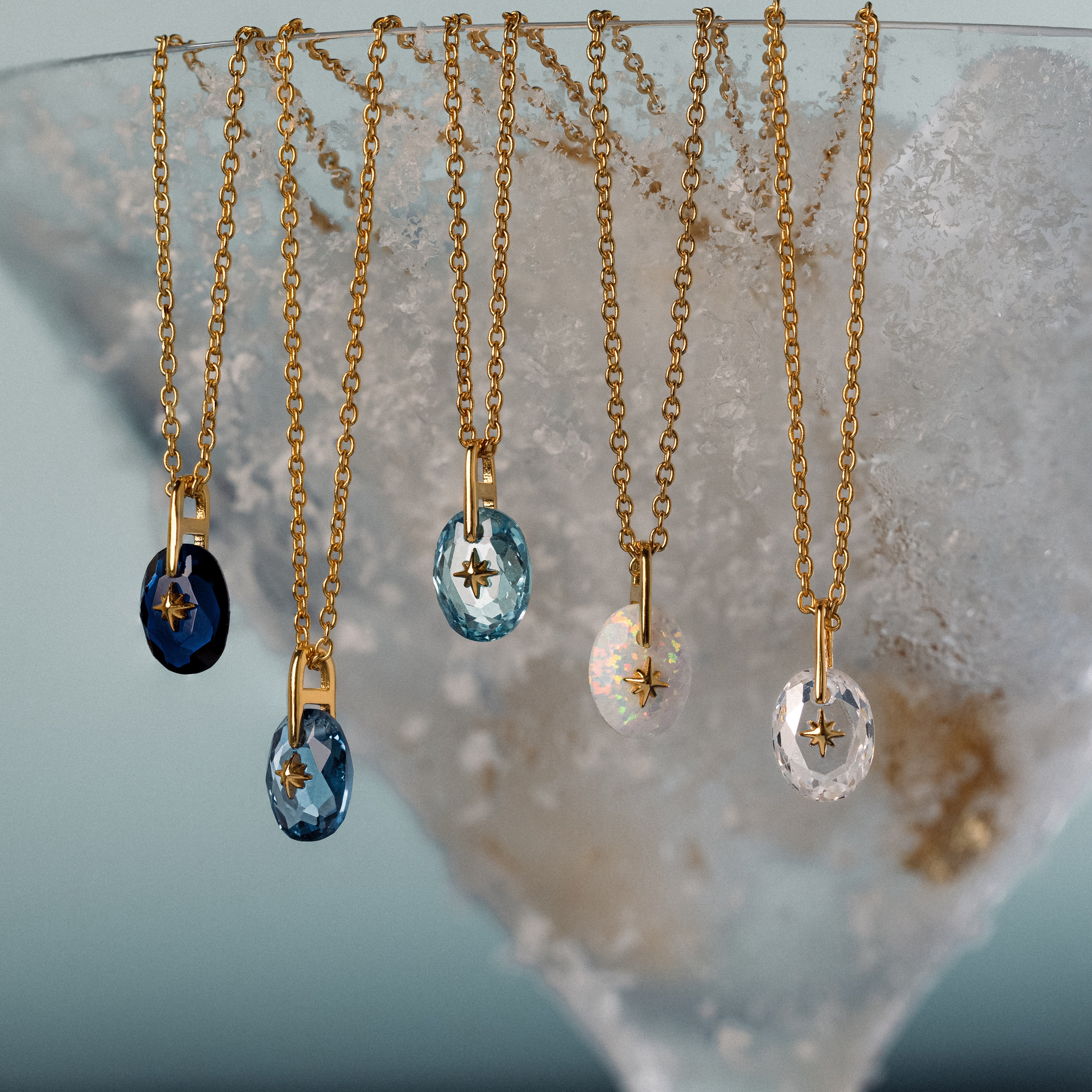 North Star Birthstone Signet Necklace in Opal - Image 3