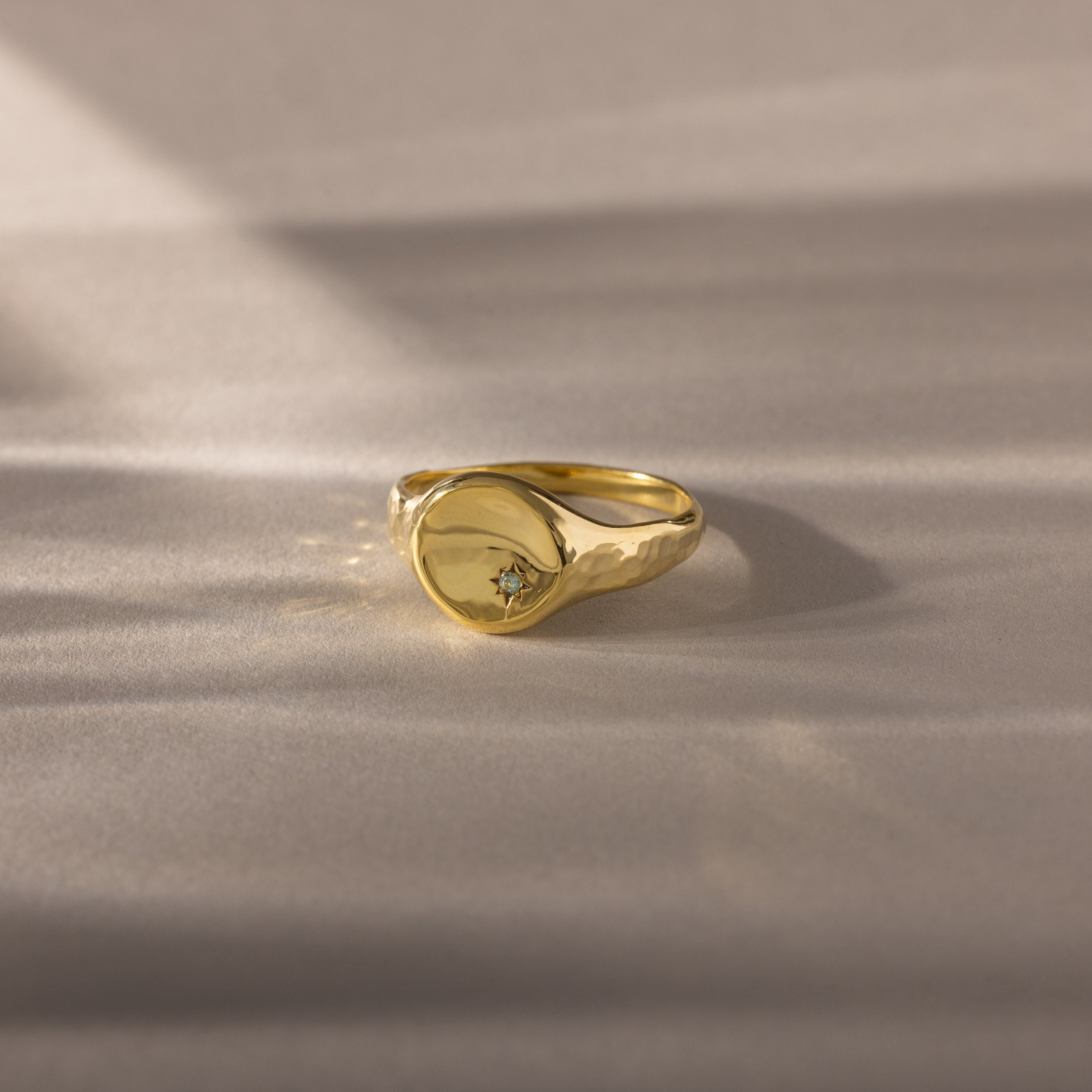 North Star Aquamarine Signet Ring
