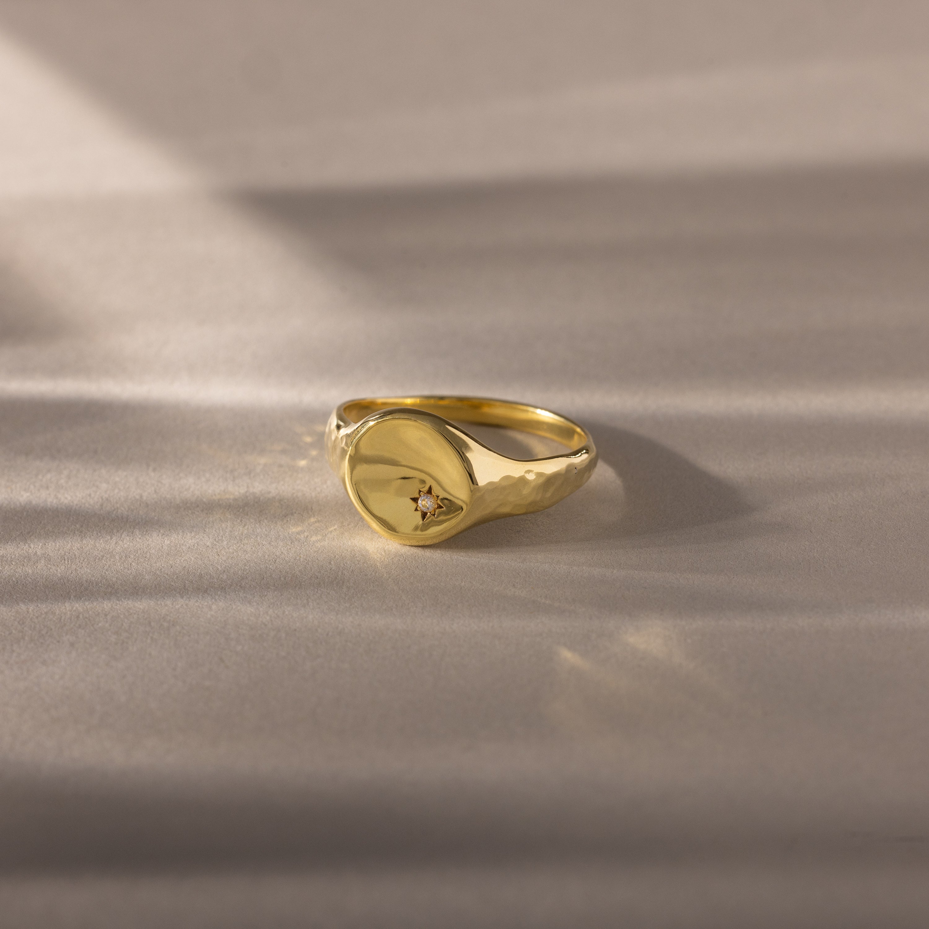North Star Diamond Signet Ring