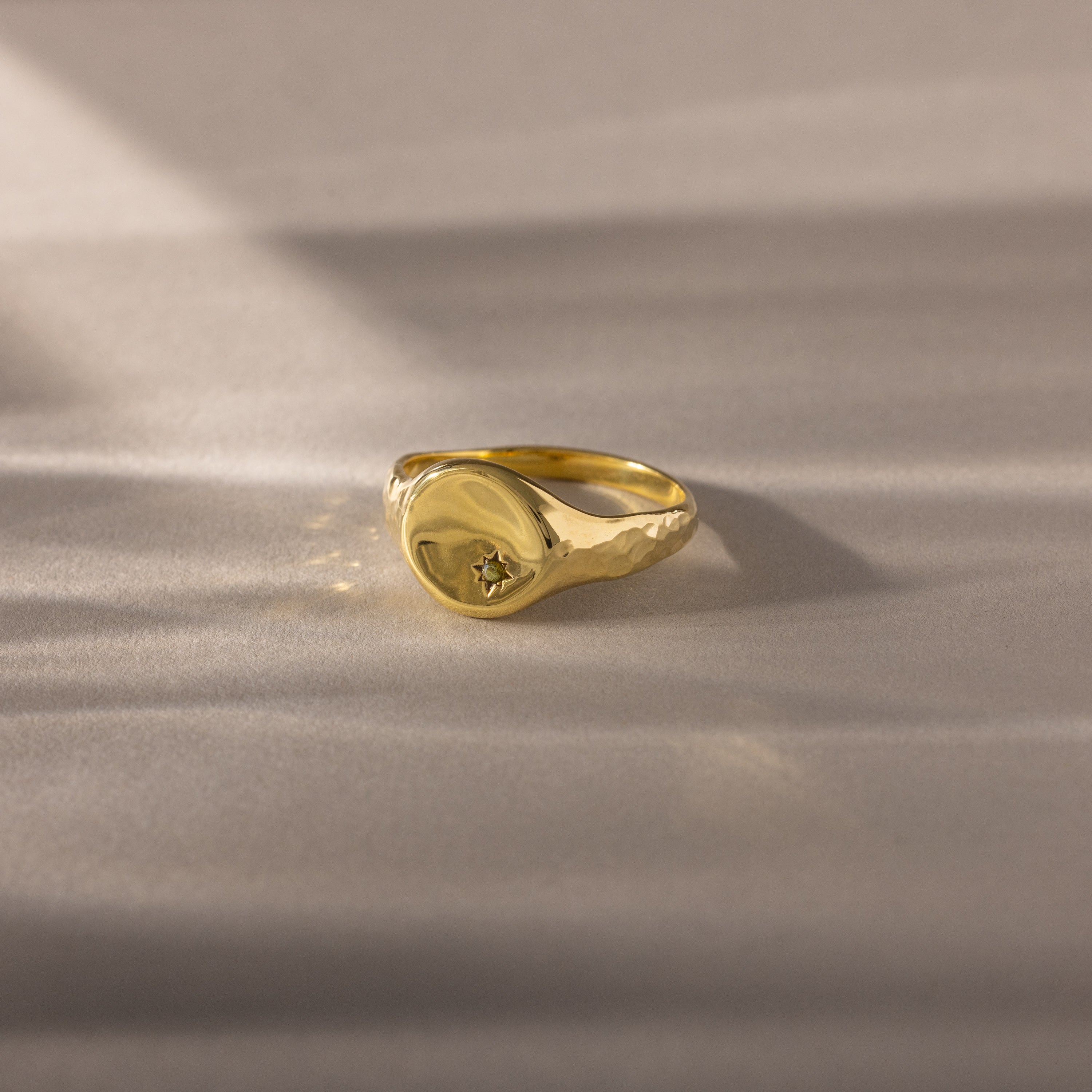 North Star Peridot Signet Ring