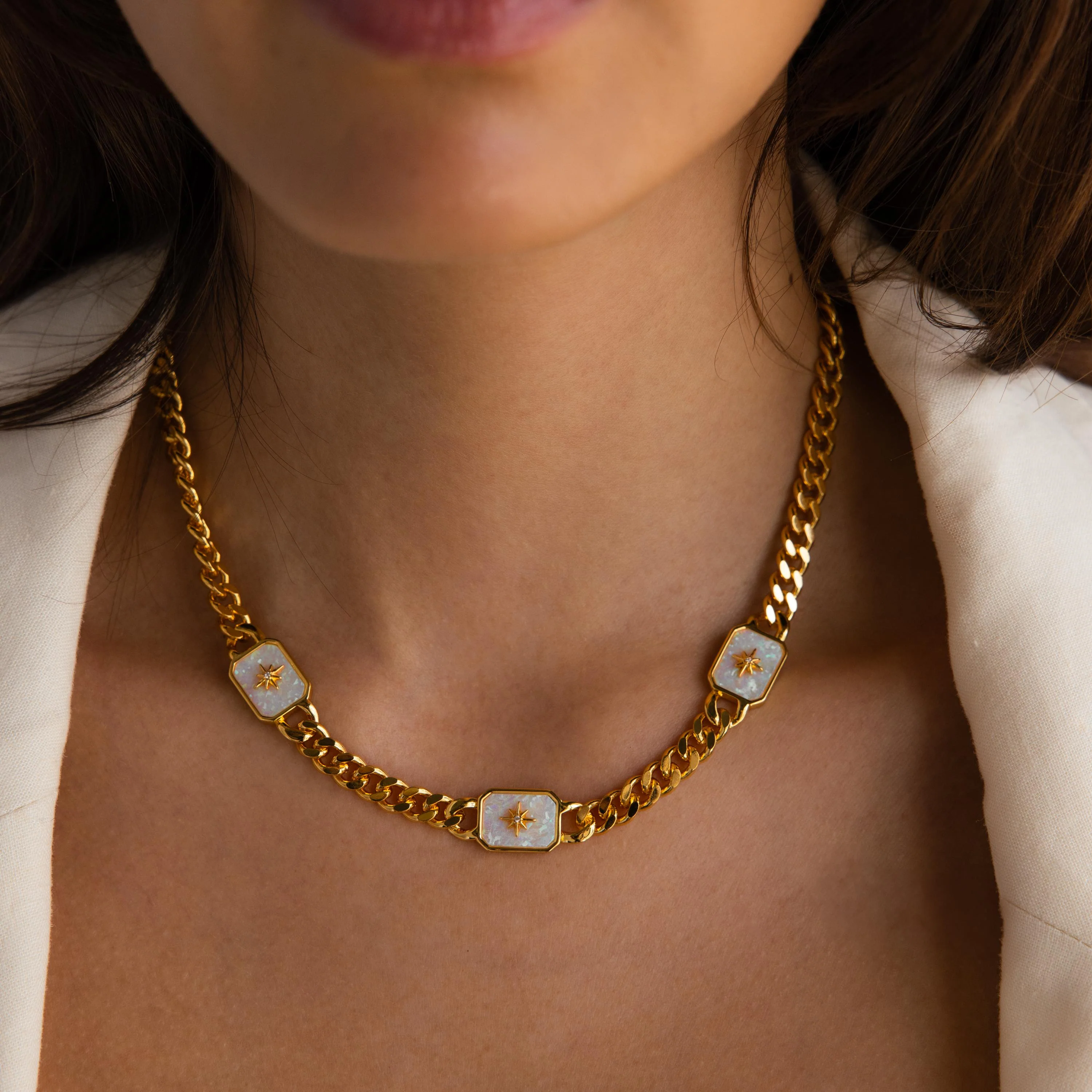 North Star Opal Trio Necklace in 18K Gold - Image 3