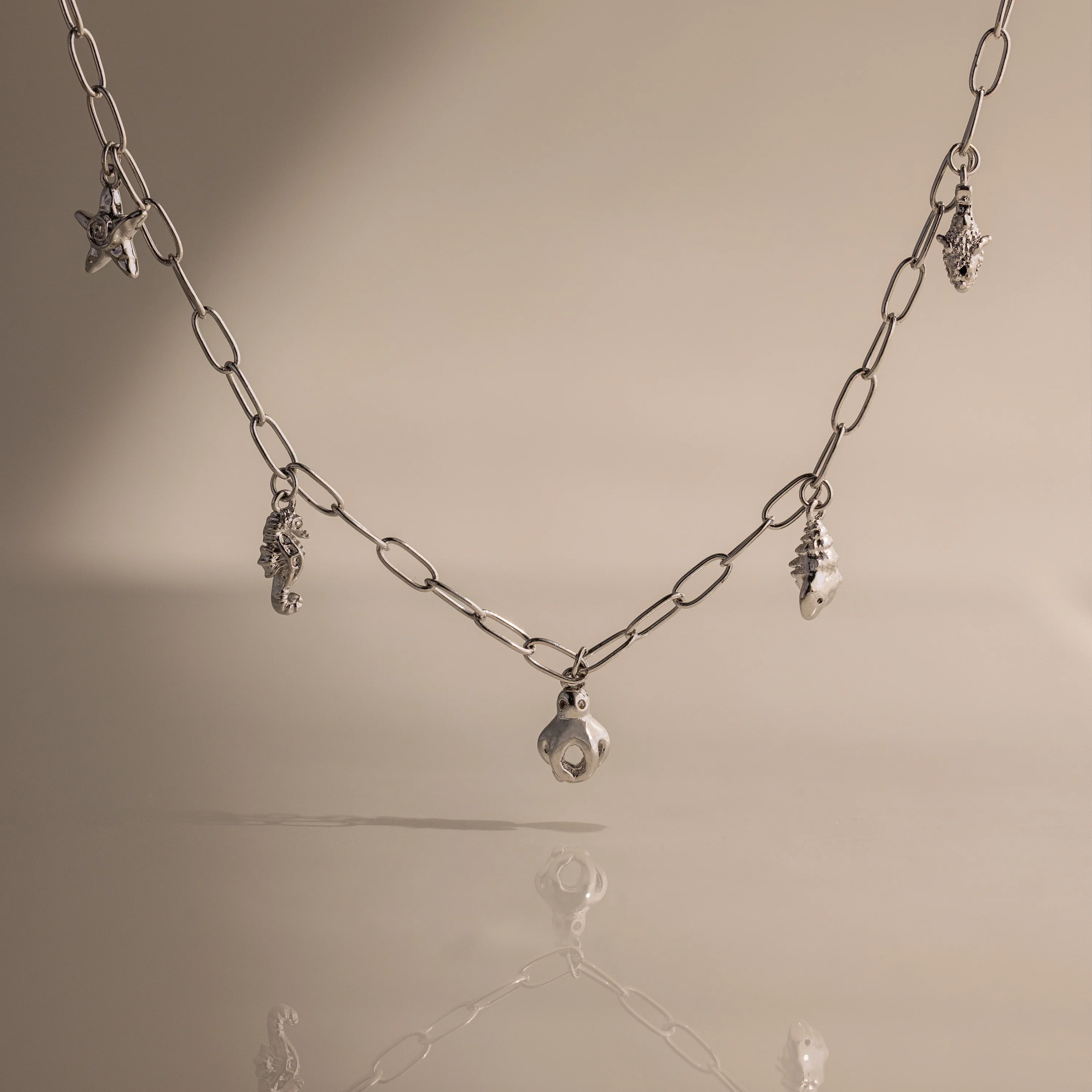 Ocean Charm Necklace in Silver