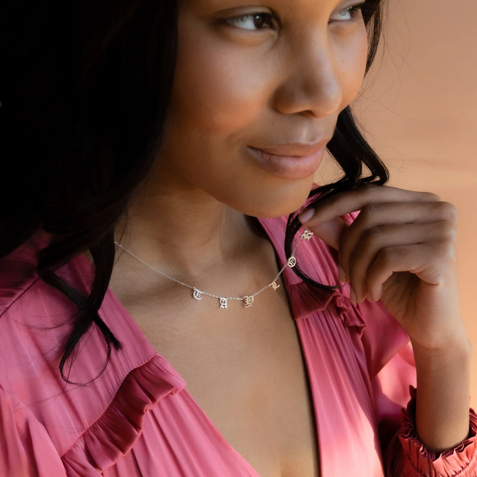 Old English Letter Name Necklace - Image 5