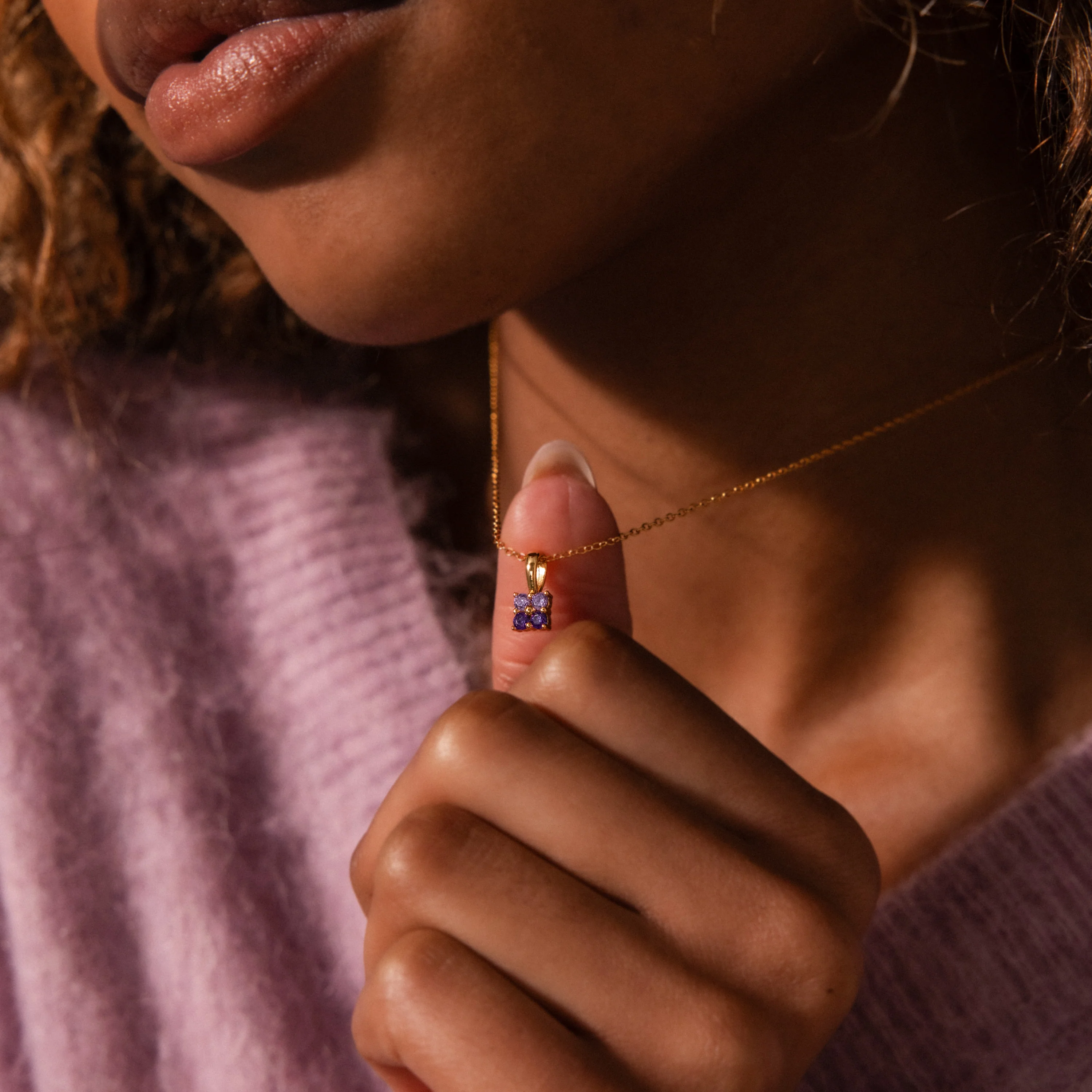 Ombre Garnet Flower Necklace - Image 2