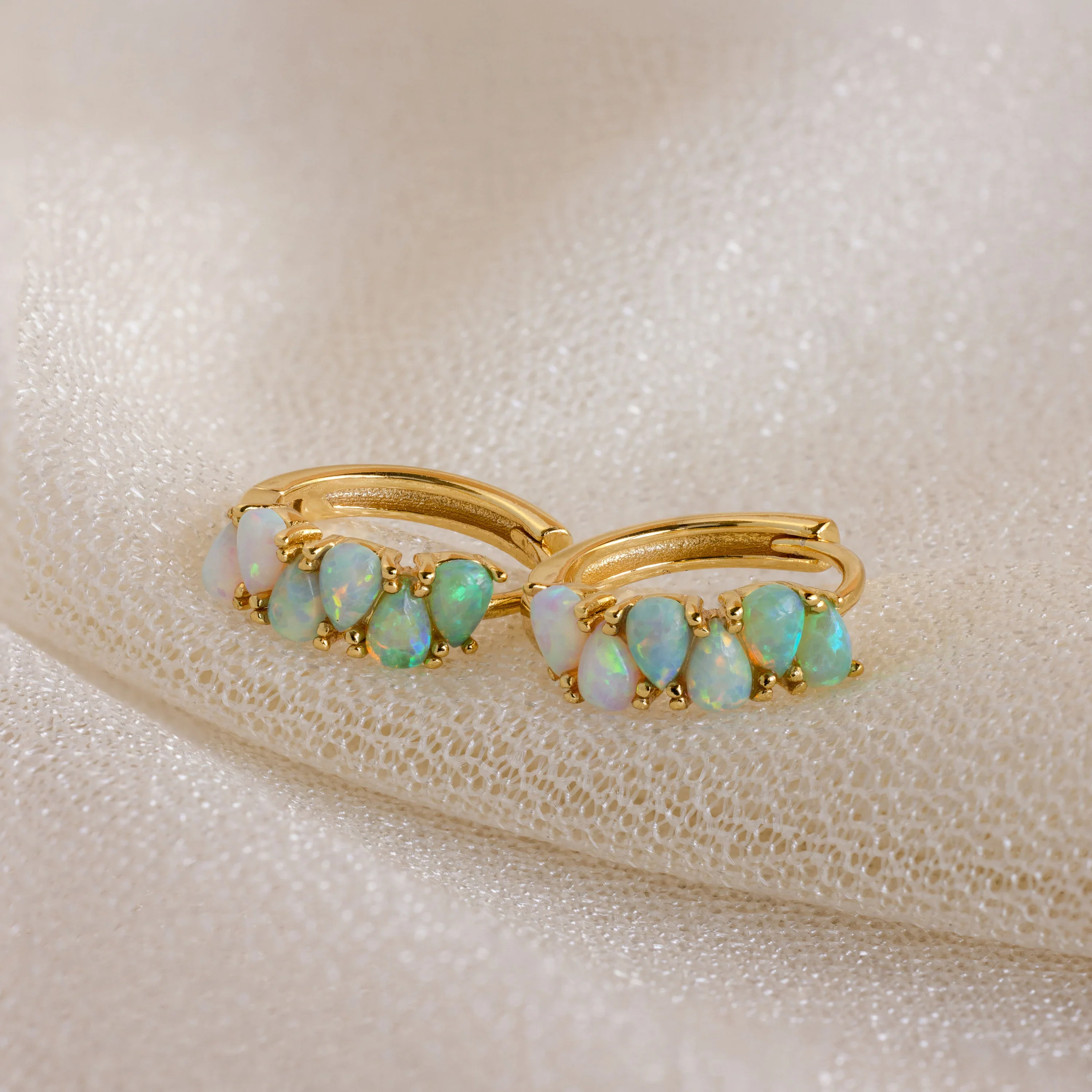 Ombre Opal Huggies in 18K Gold - Image 3