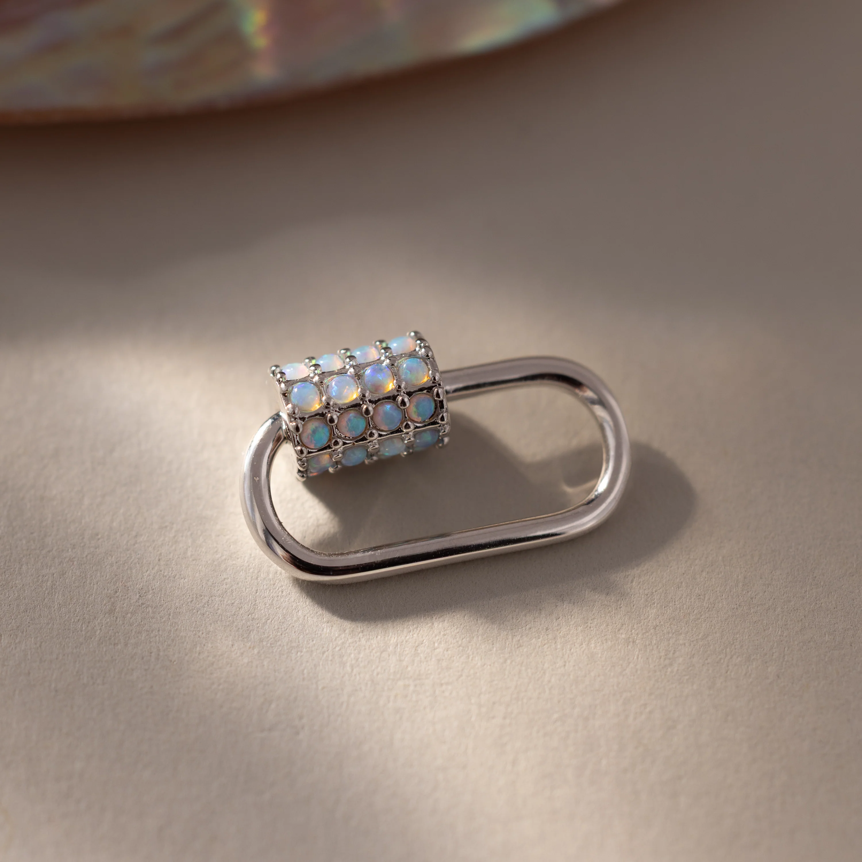 Opal Carabiner Clasp in Silver