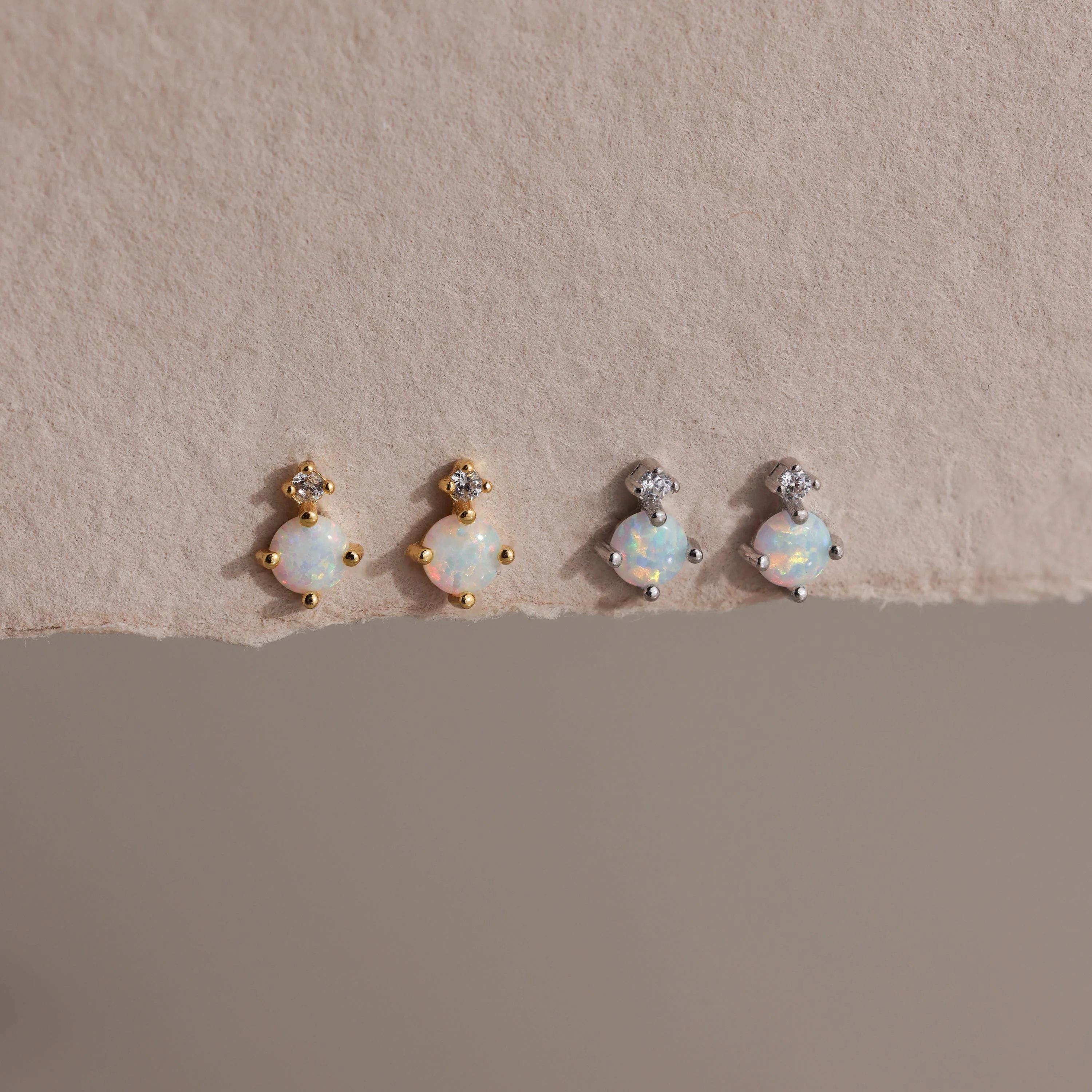 Opal & Diamond Flatback Studs - Image 3