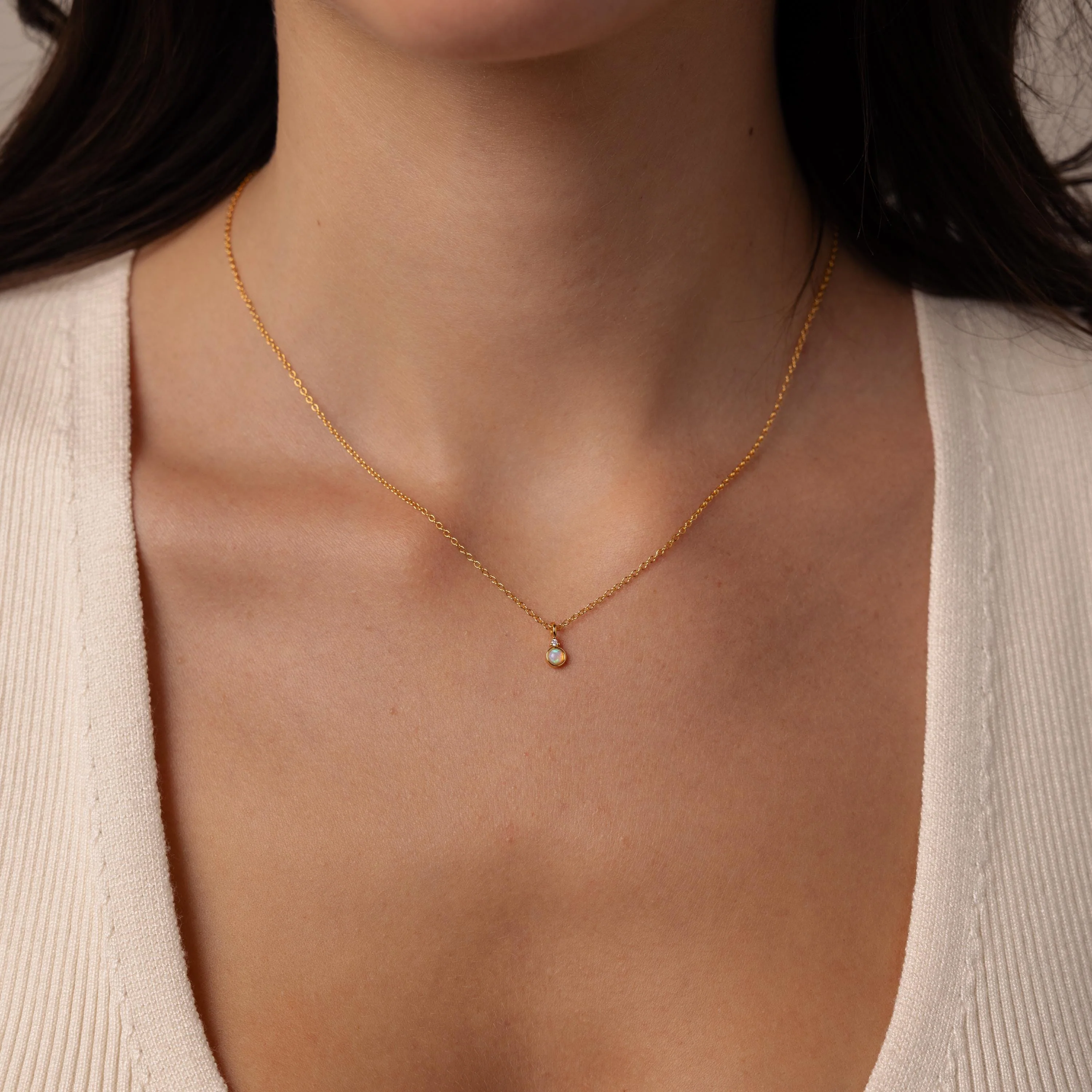 Opal Diamond Necklace in 18K Gold - Image 2