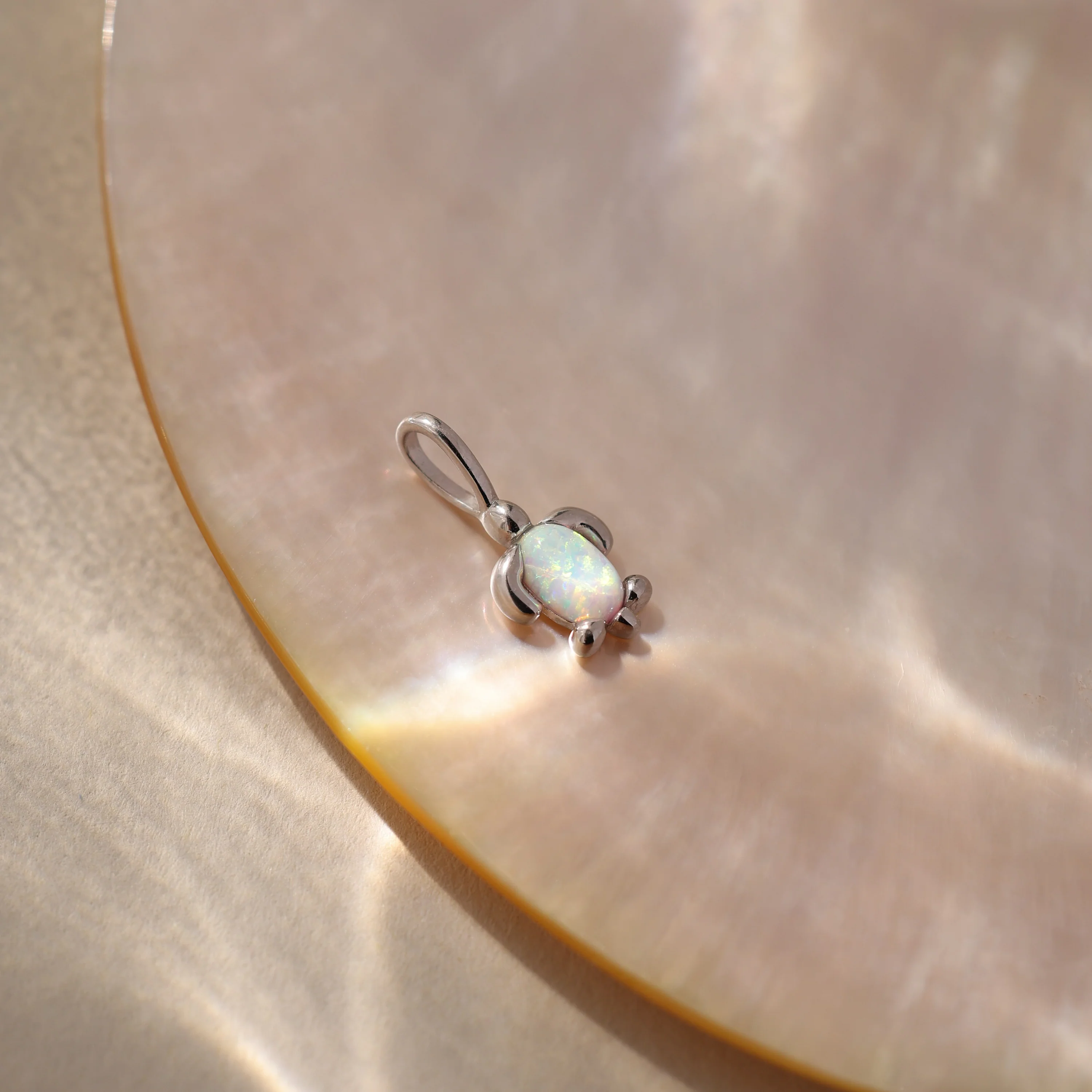 Opal Sea Turtle Charm in Silver - Image 5