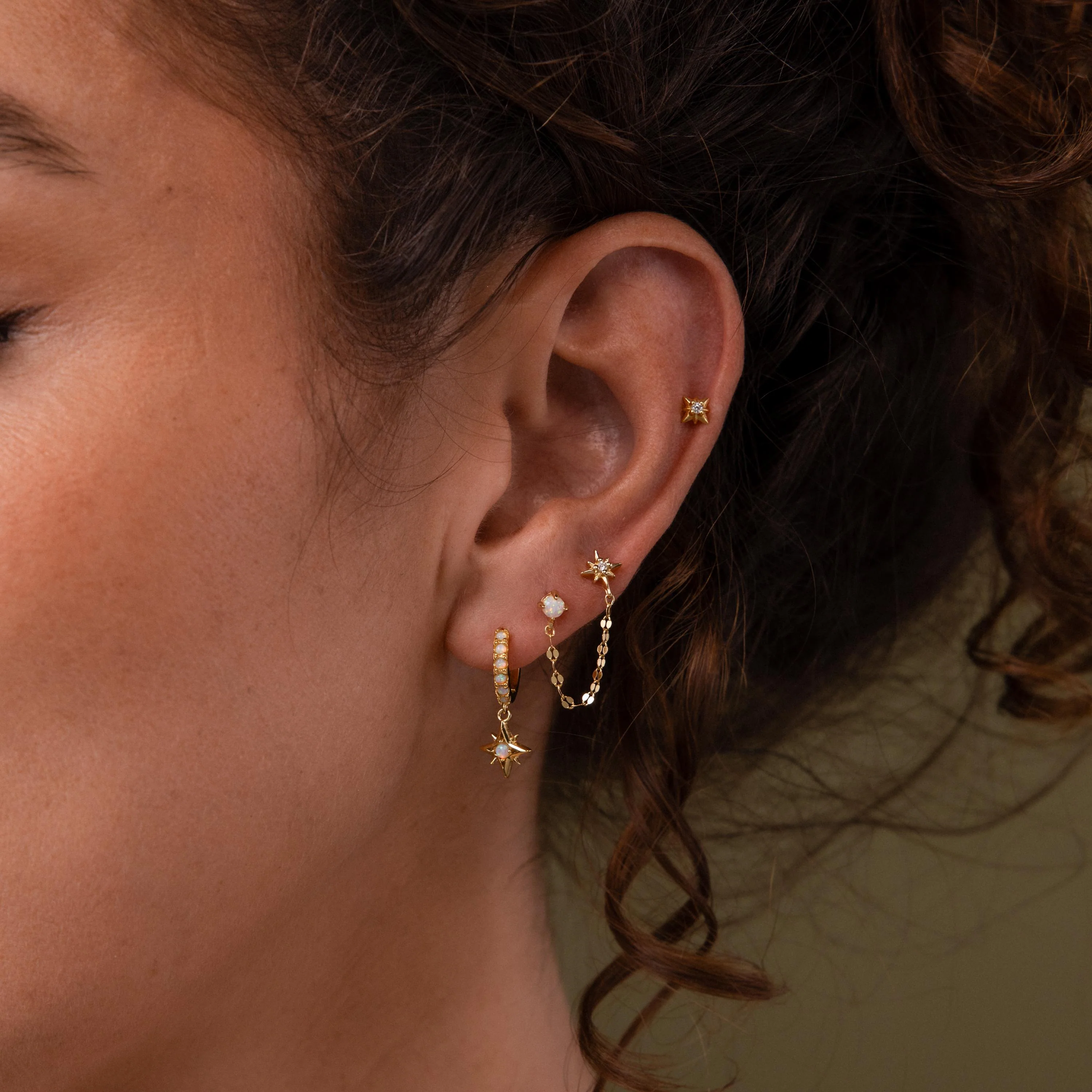 Opal & Star Duo Chain Studs - Image 9