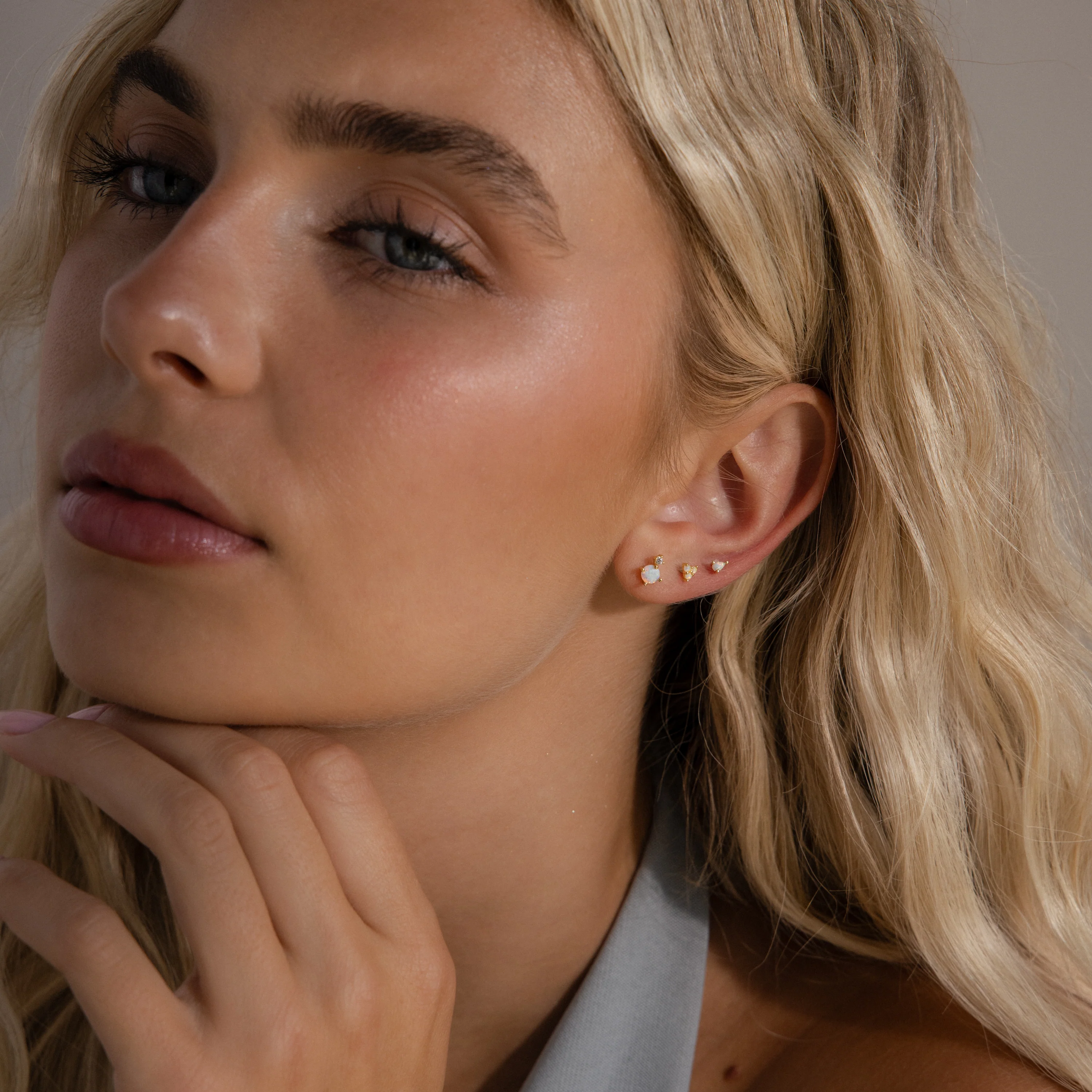 Opal Teardrop Flatback Studs in 18K Gold - Image 6