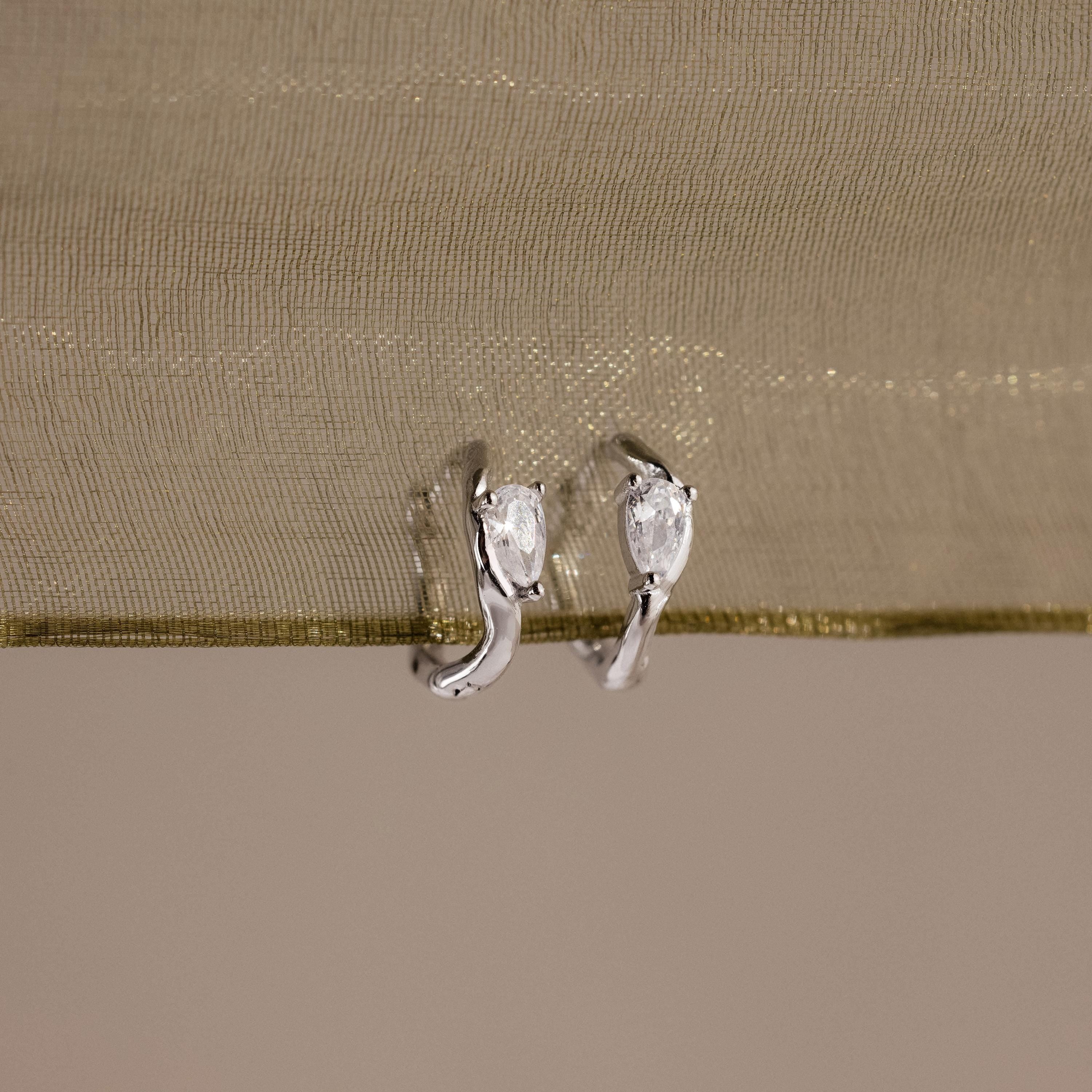 Organic Diamond Teardrop Hoops - Image 2