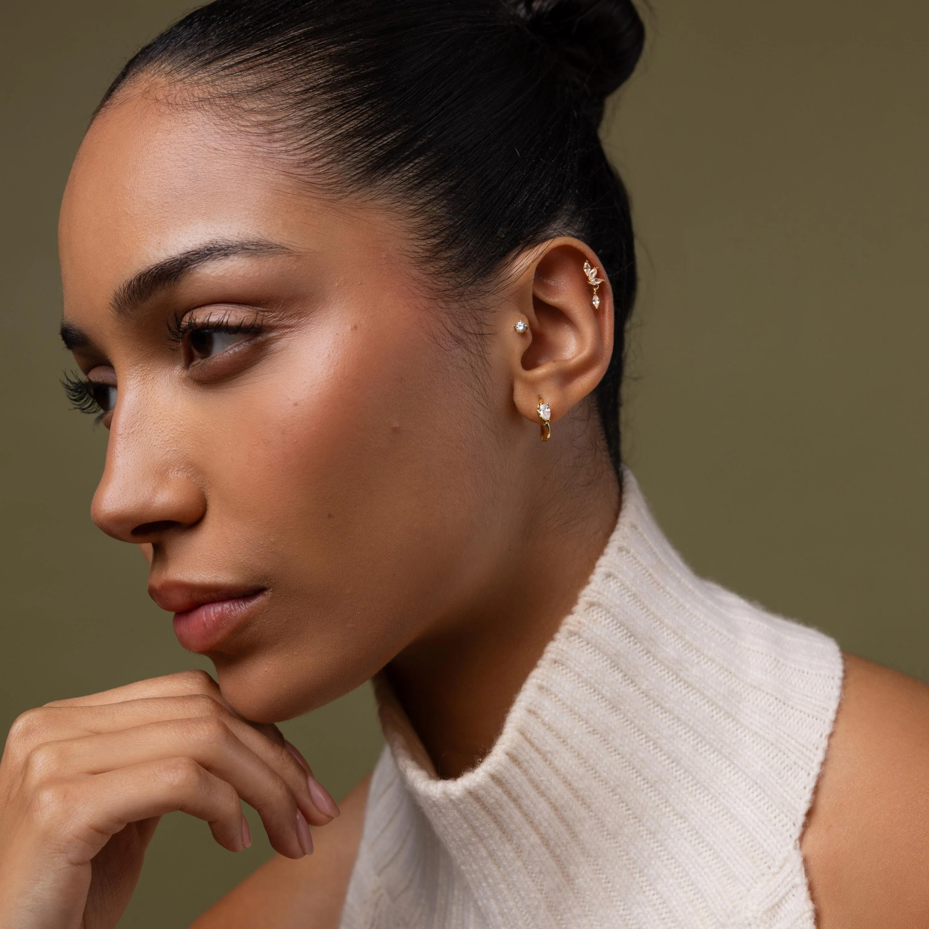 Organic Diamond Teardrop Hoops in 18K Gold - Image 4