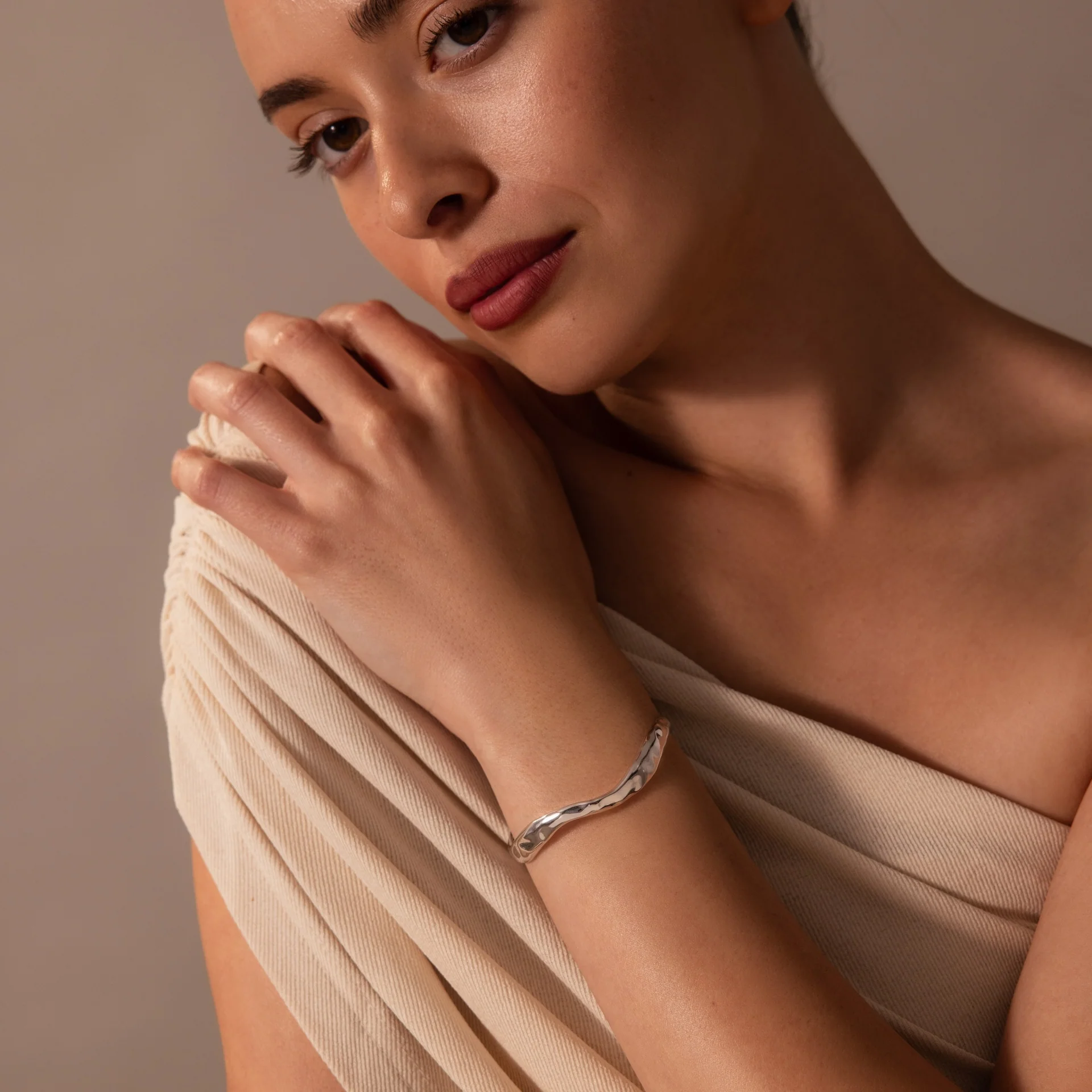 Organic Wavy Cuff Bracelet - Image 5