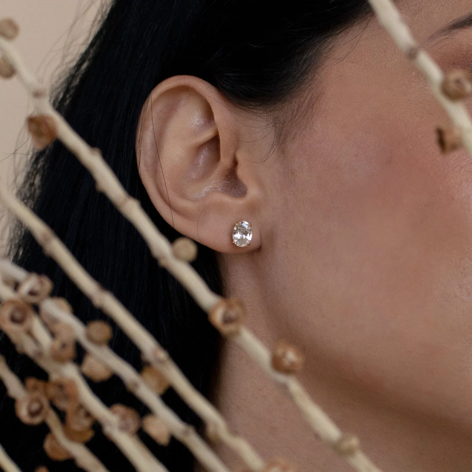 Oval Diamond Studs - Image 4