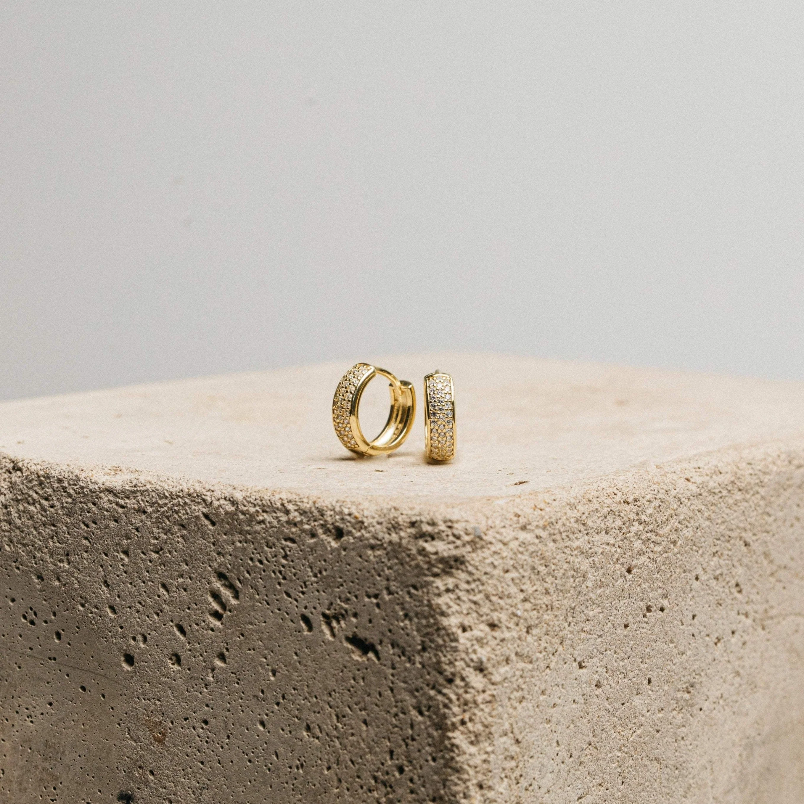 Pave Diamond Huggies in 18K Gold