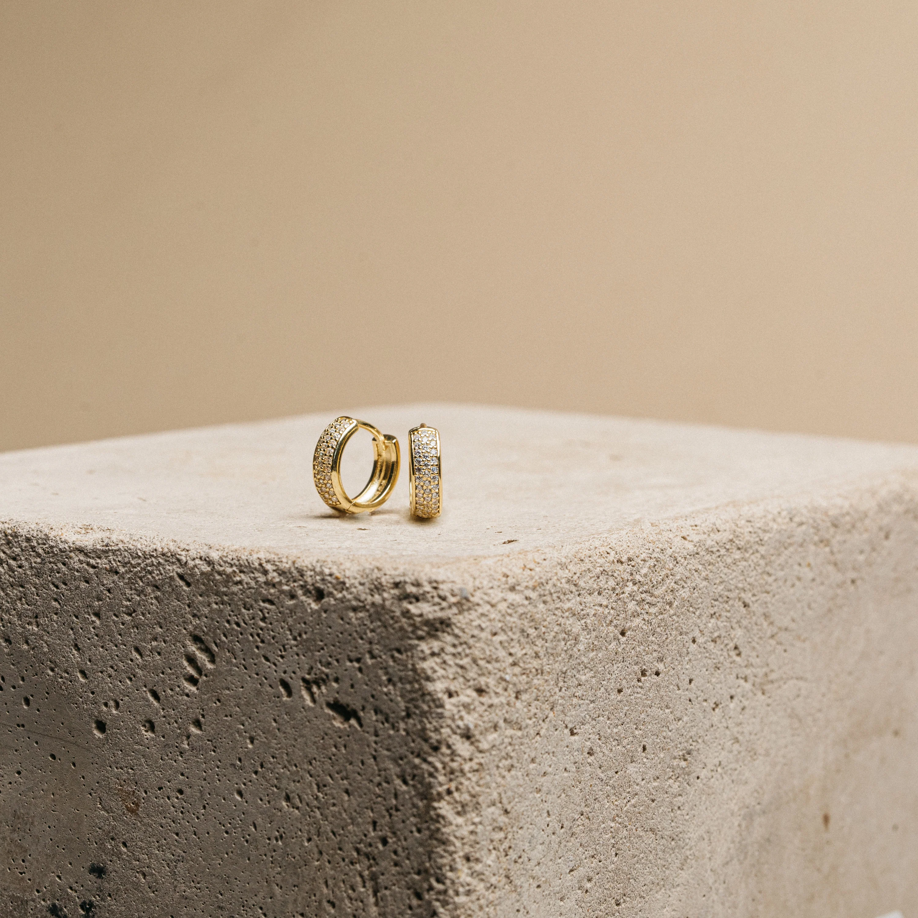 Pave Diamond Huggies in 18K Gold - Image 3