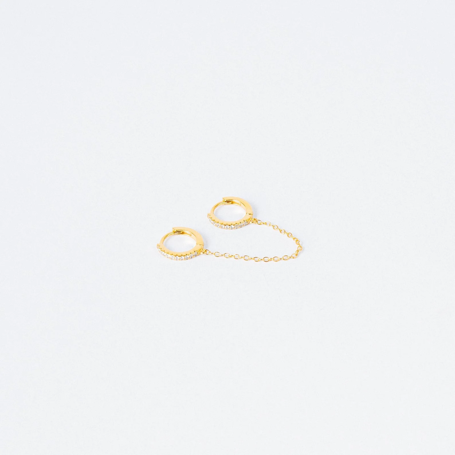 Pave Duo Chain Earrings in 18K Gold - Image 4