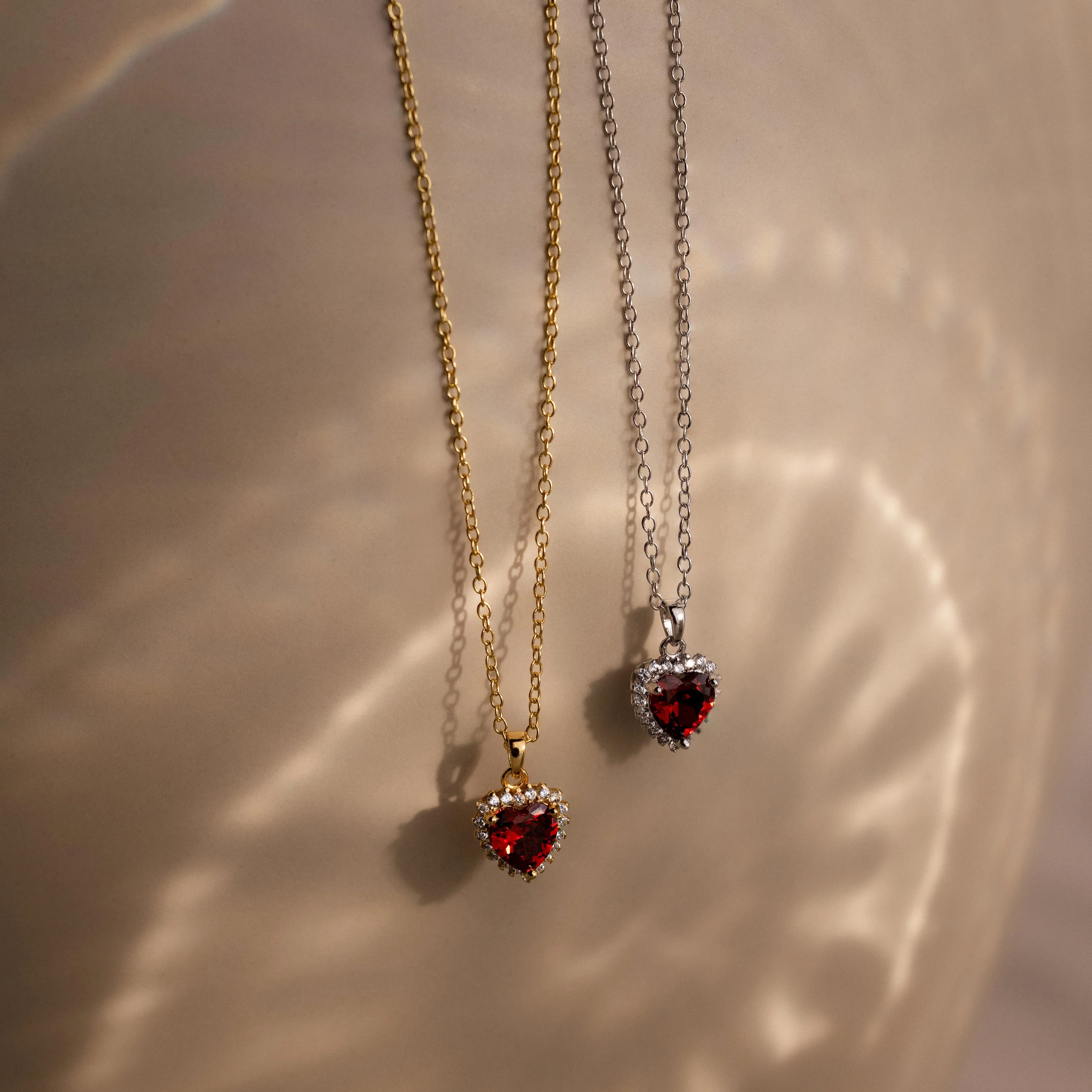 Pave Garnet Heart Necklace - Image 3