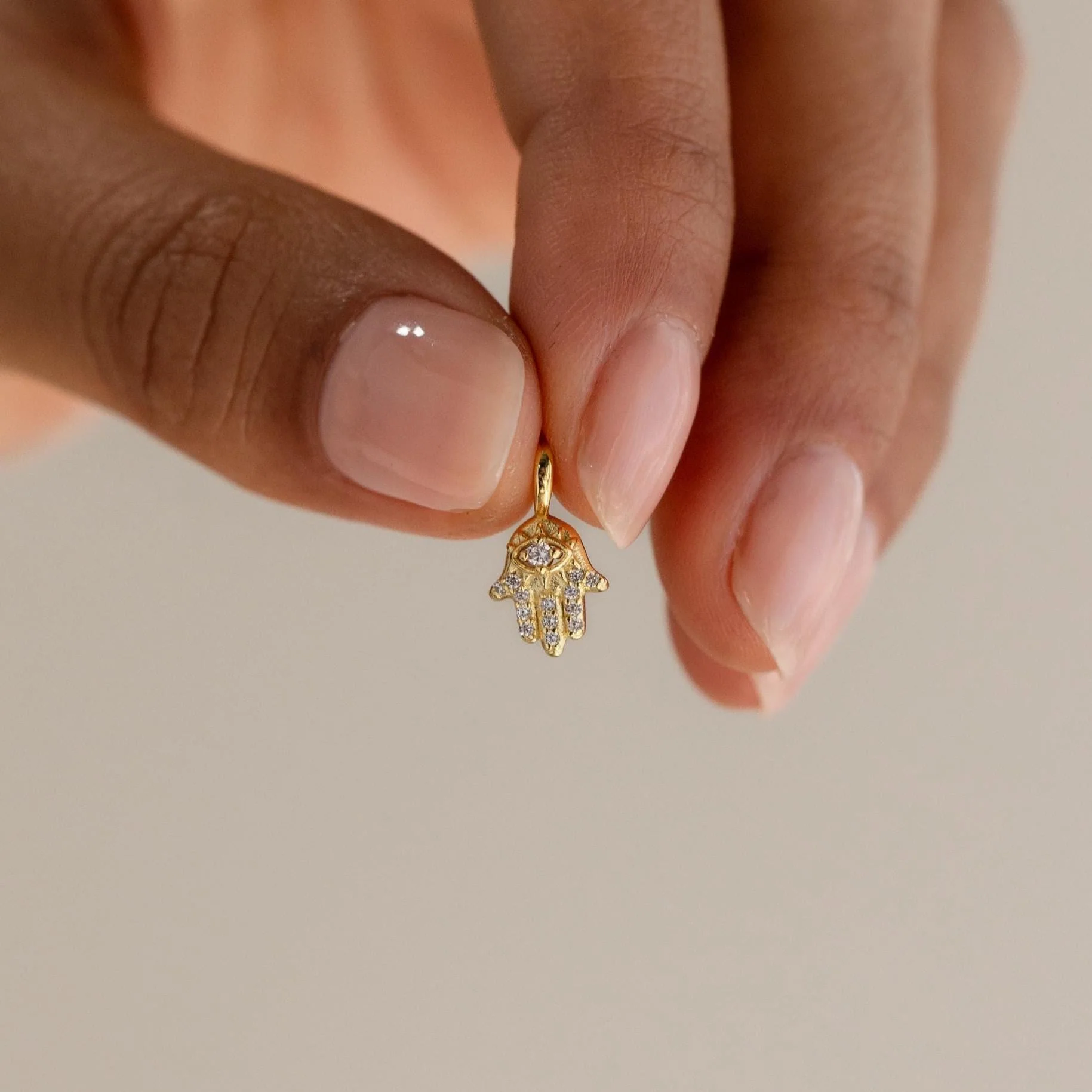 Pave Hamsa Hand Charm in 18K Gold - Image 4