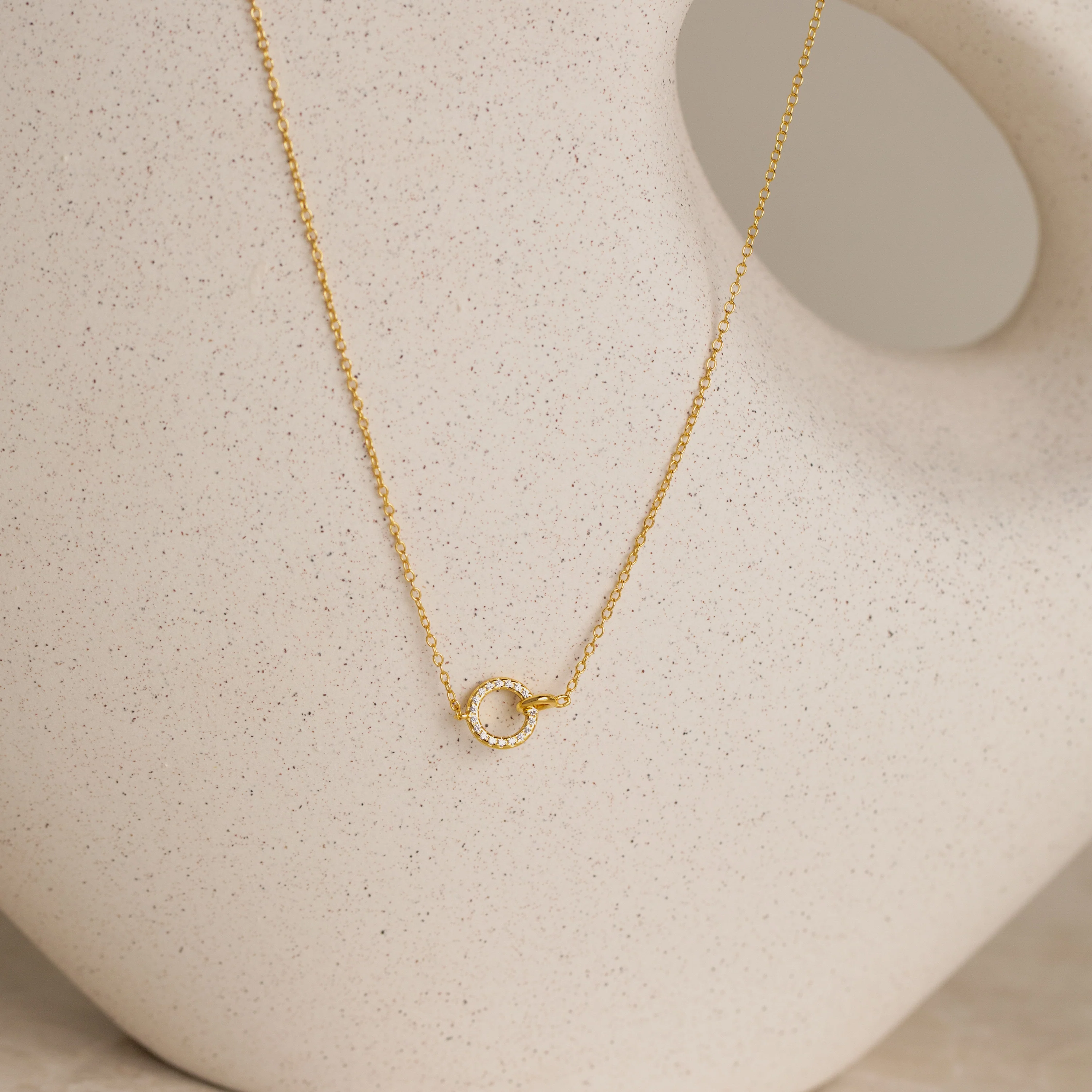 Pave Interlocking Necklace in 18K Gold - Image 7