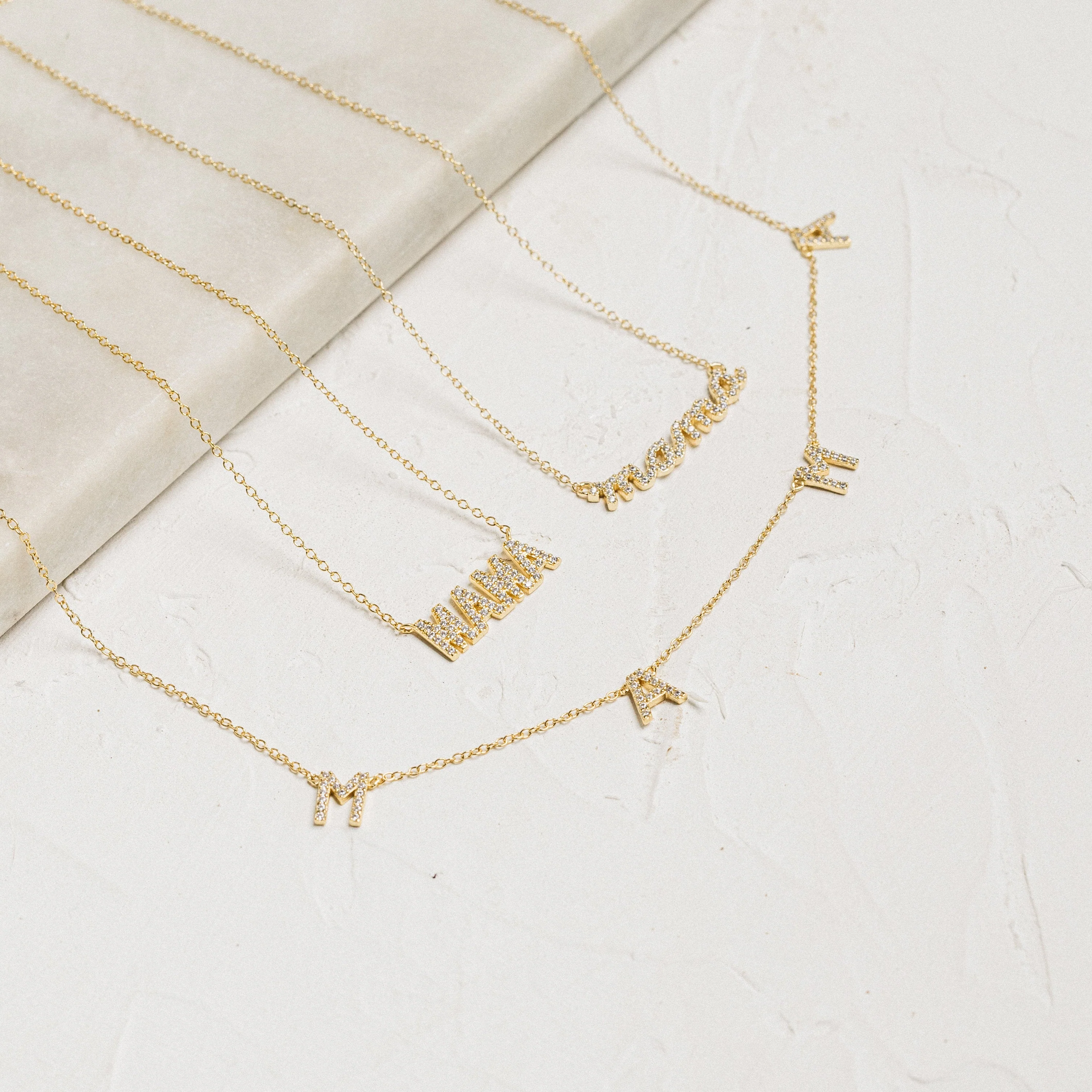 Pave Mama Script Necklace - Image 3