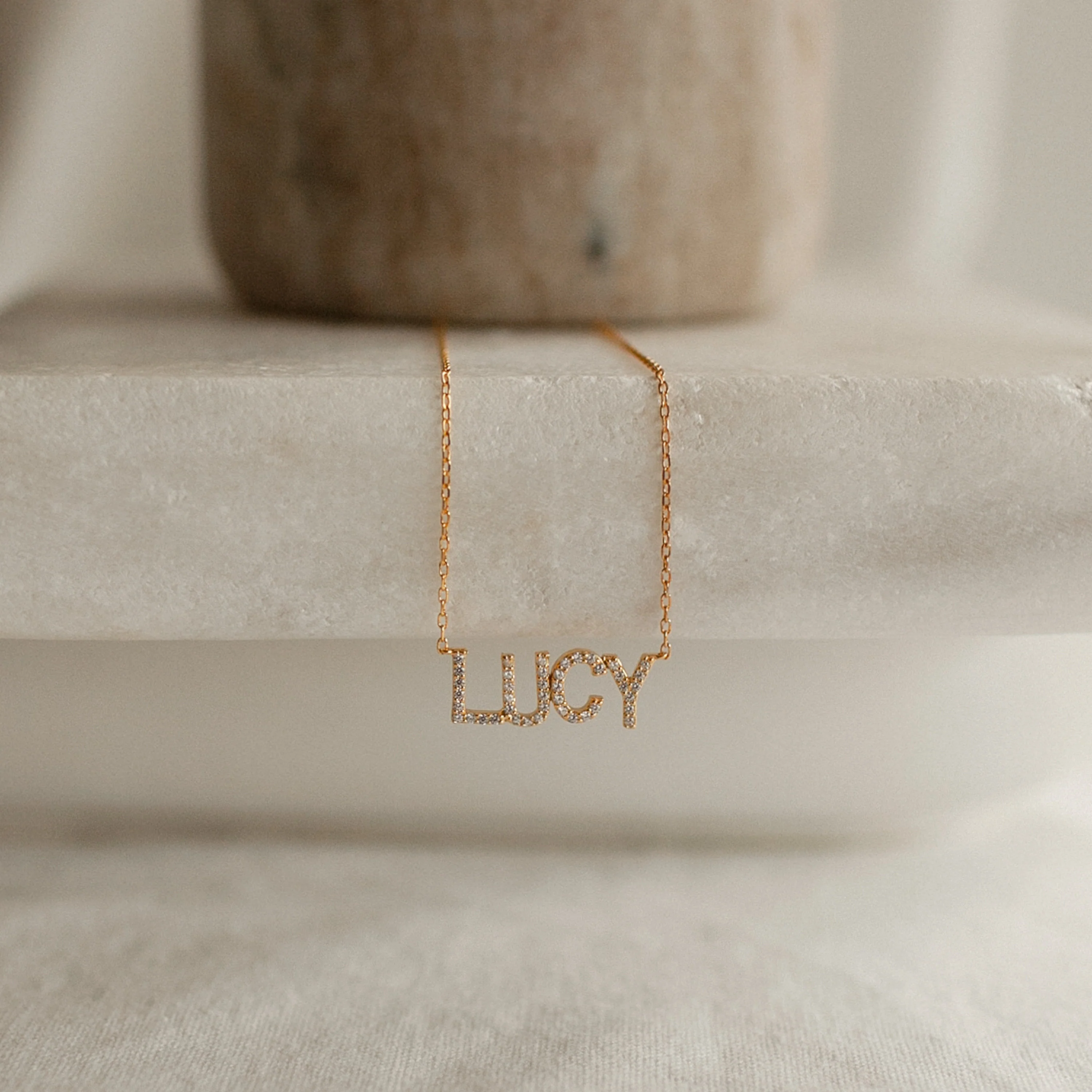 Pave Name Necklace in 18K Gold - Image 5