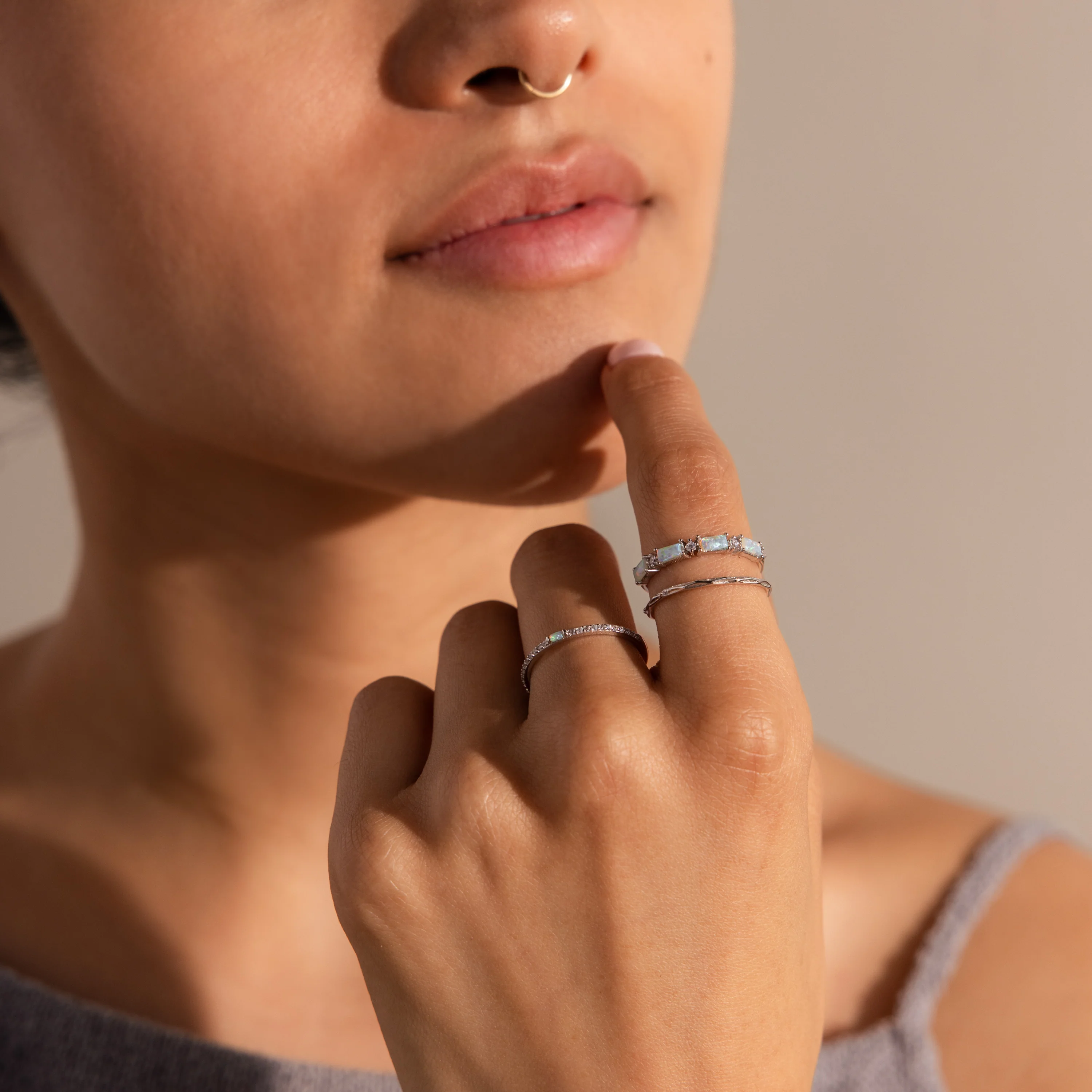 Pave Opal Ring Set - Image 4