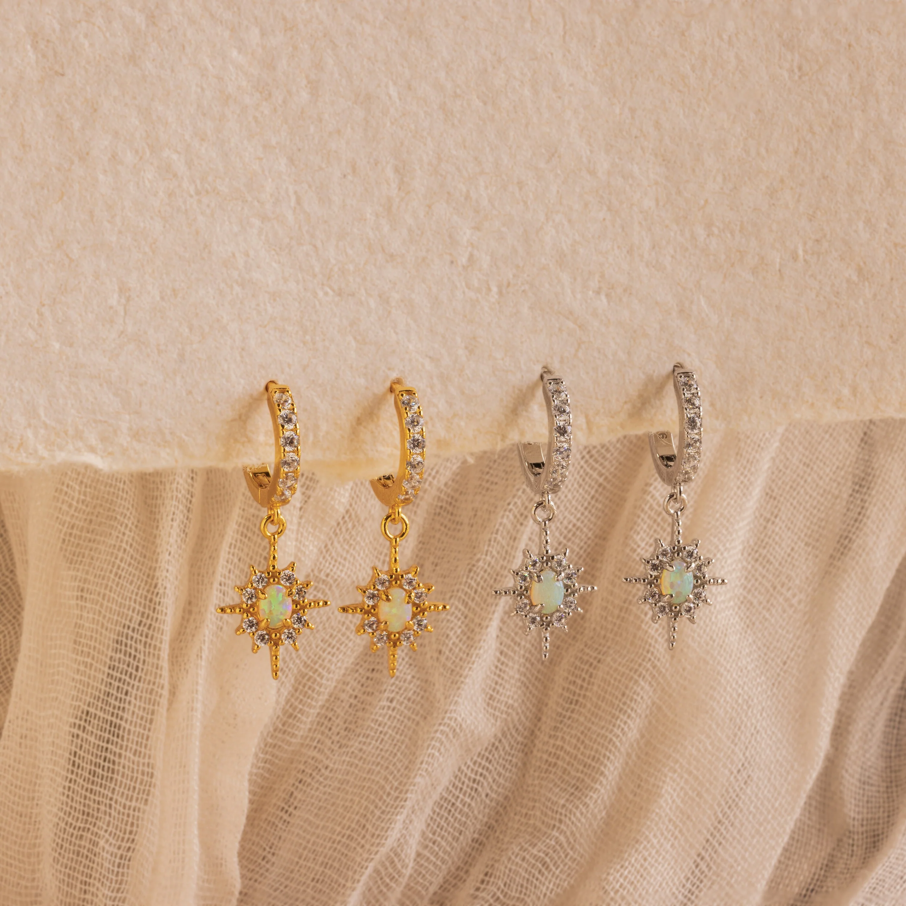 Pave Opal Star Huggies - Image 3