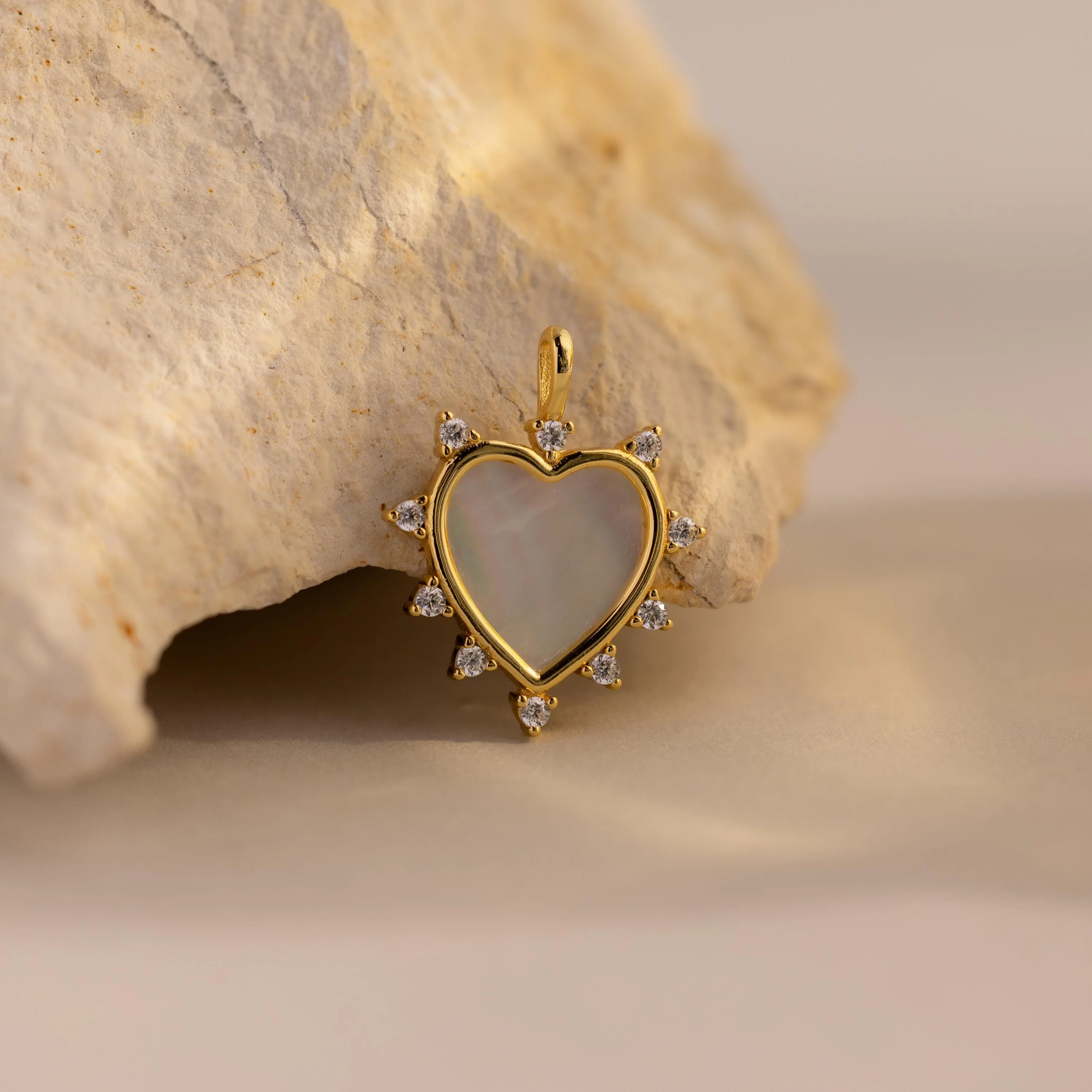 Pave Pearl Heart Charm