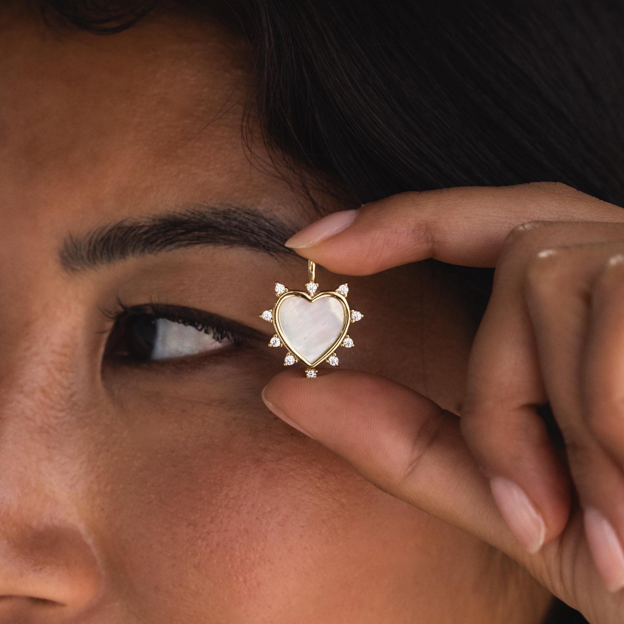 Pave Pearl Heart Charm - Image 3