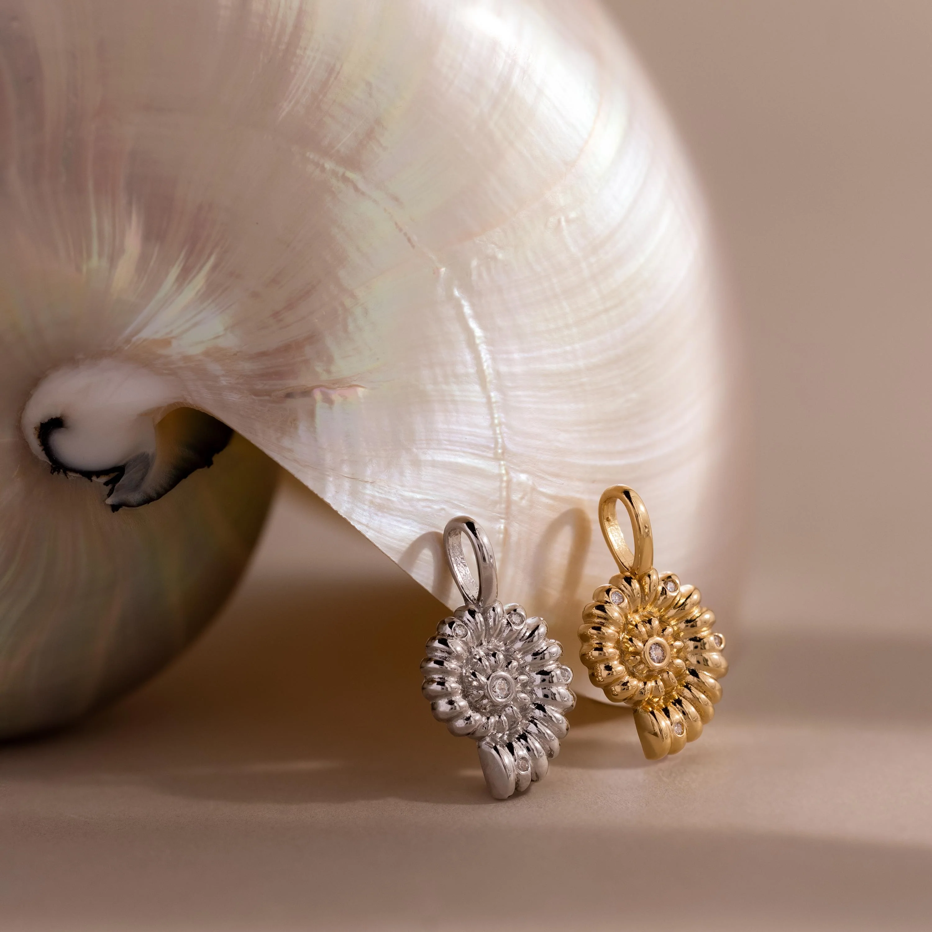 Pave Seashell Charm in Silver - Image 4