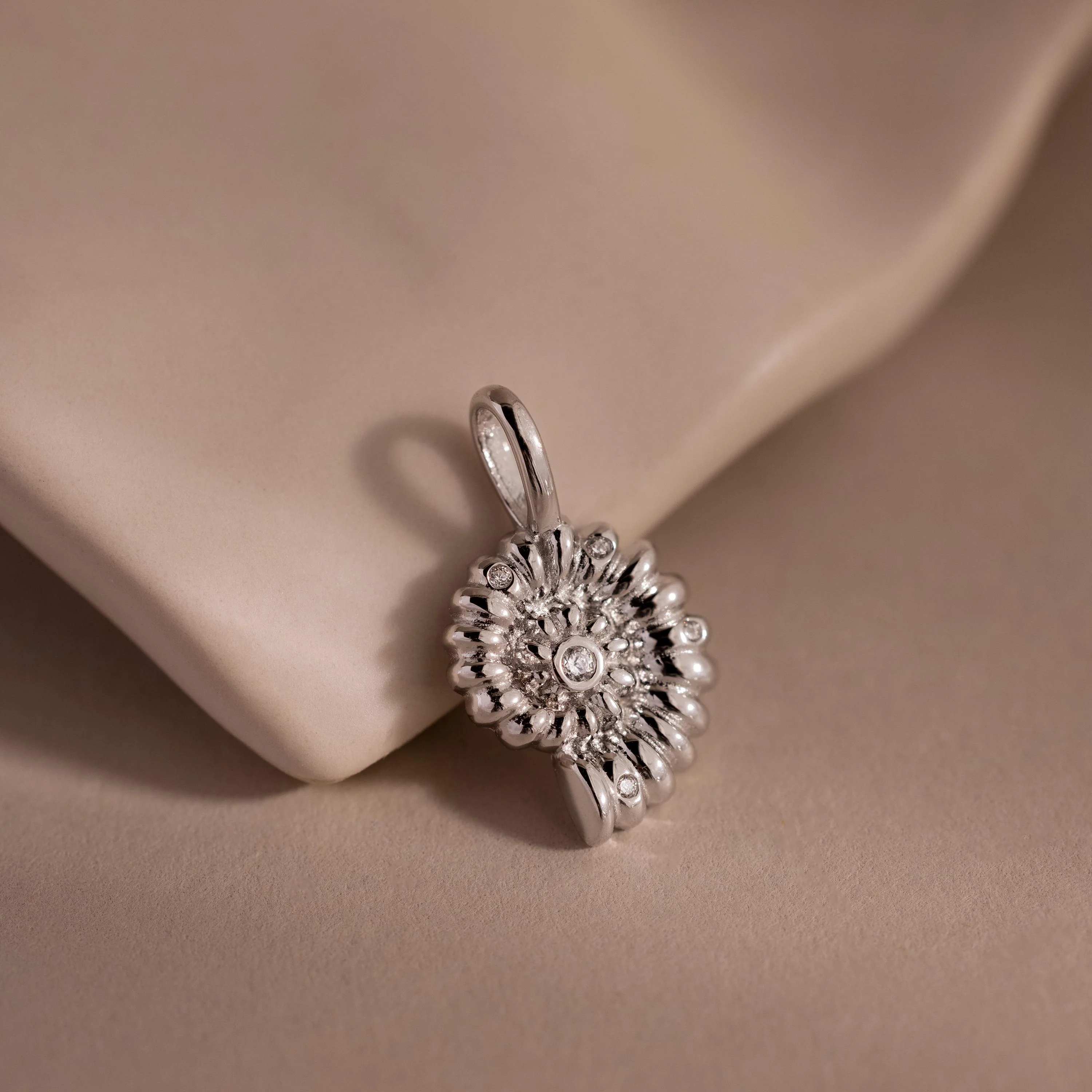 Pave Seashell Charm in Silver